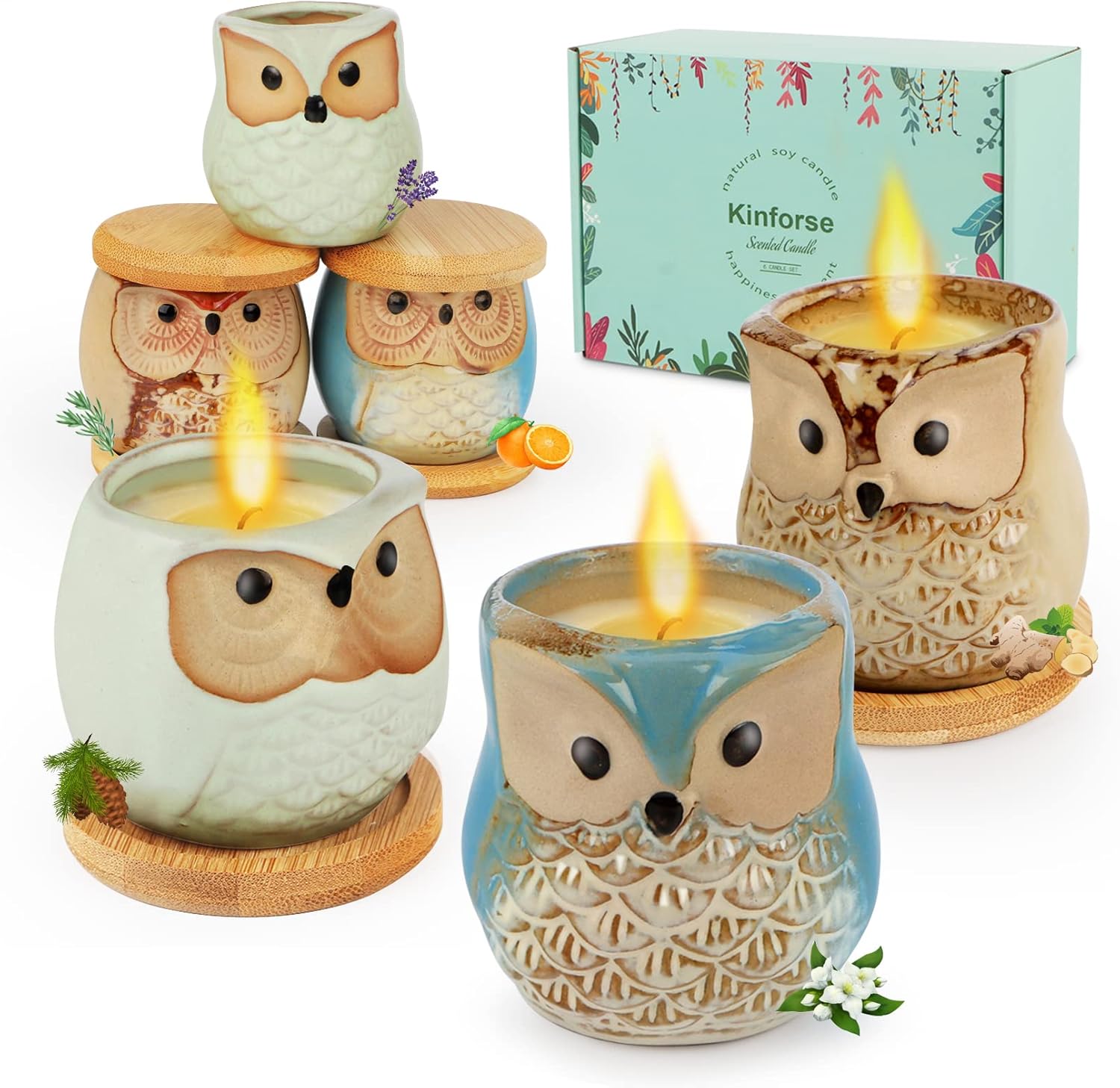Thumbnail 6 de Kinforse Citronella Candles – Elegant Owl Design, 6-Pack for Outdoor & Indoor Use