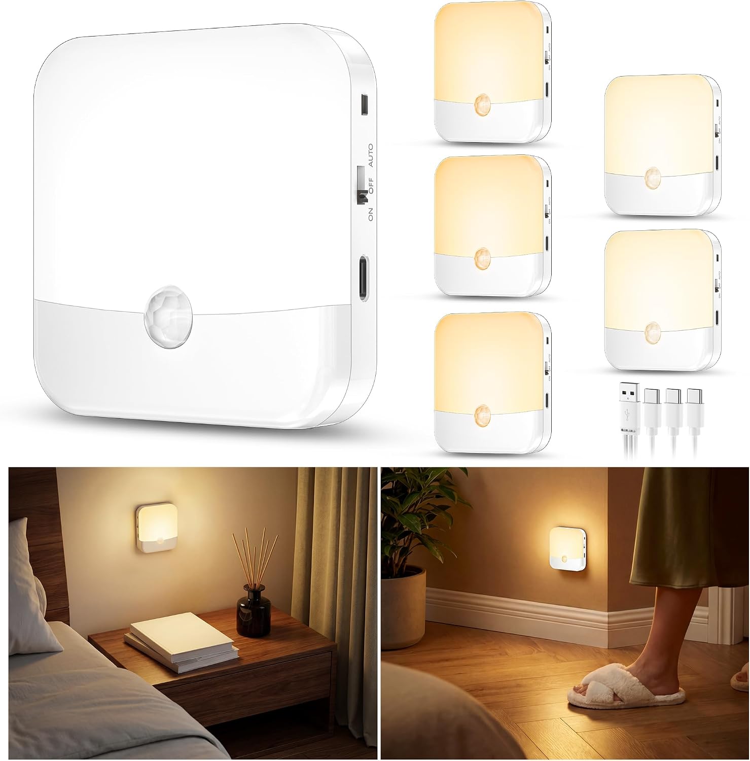 Detalle de daphomeu YNYD10 oplaadbare bewegingssensorlampen, set van 6, dimbaar