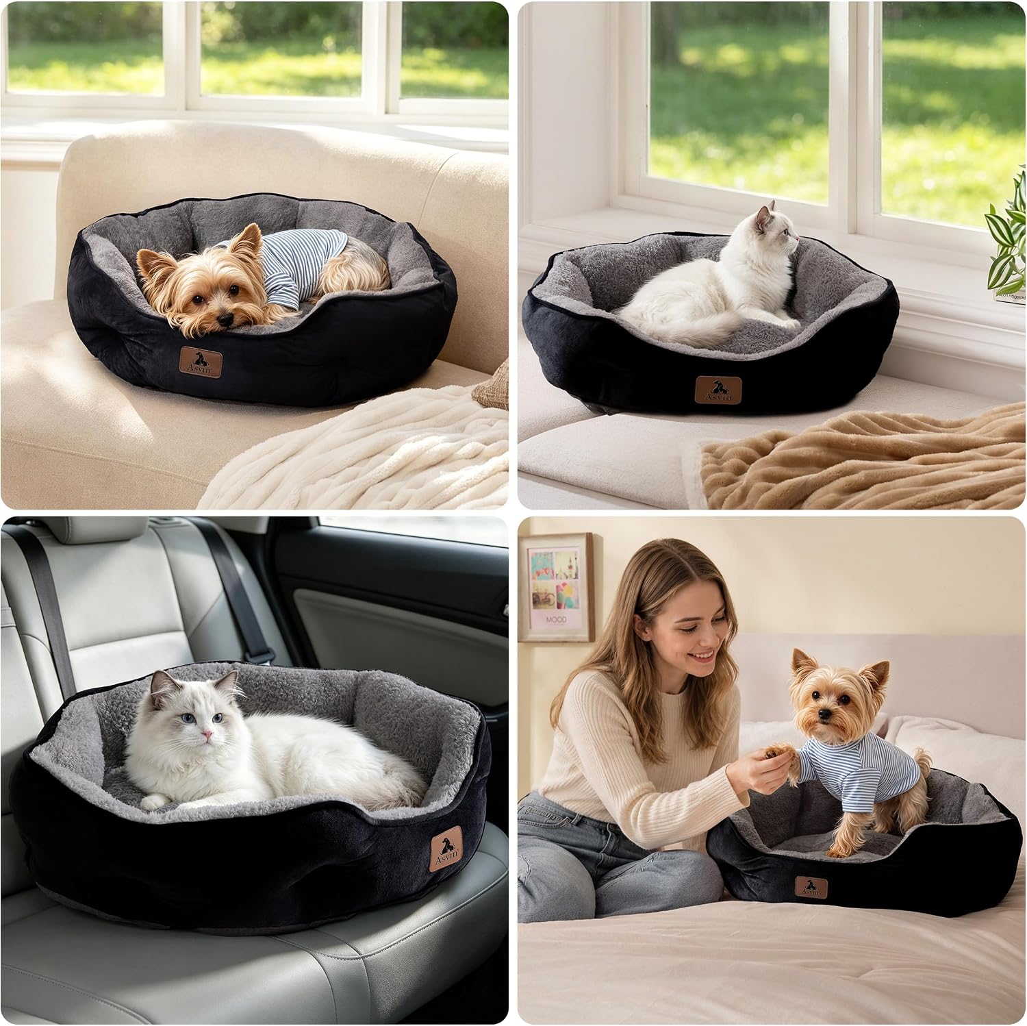 Thumbnail 6 de Asvin 25-Inch Round Pet Bed, Sherpa Fleece, Machine Washable, Non-Slip Base