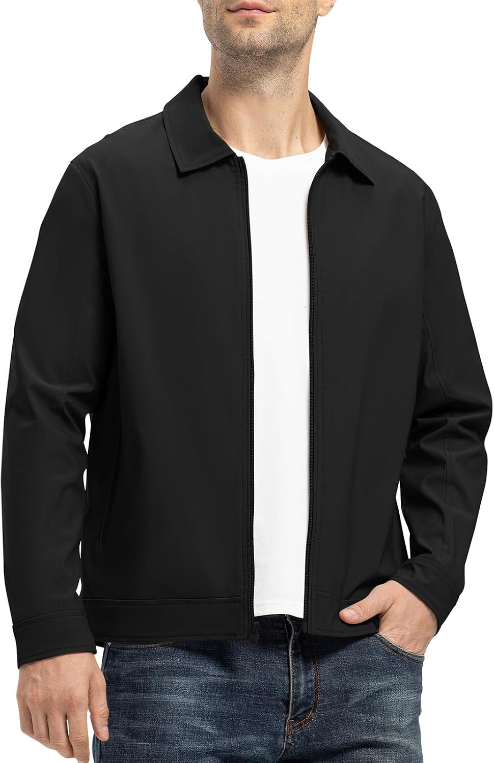 Detalle 2 de BGOWATU Men's Lightweight Full-Zip Water-Resistant Windbreaker