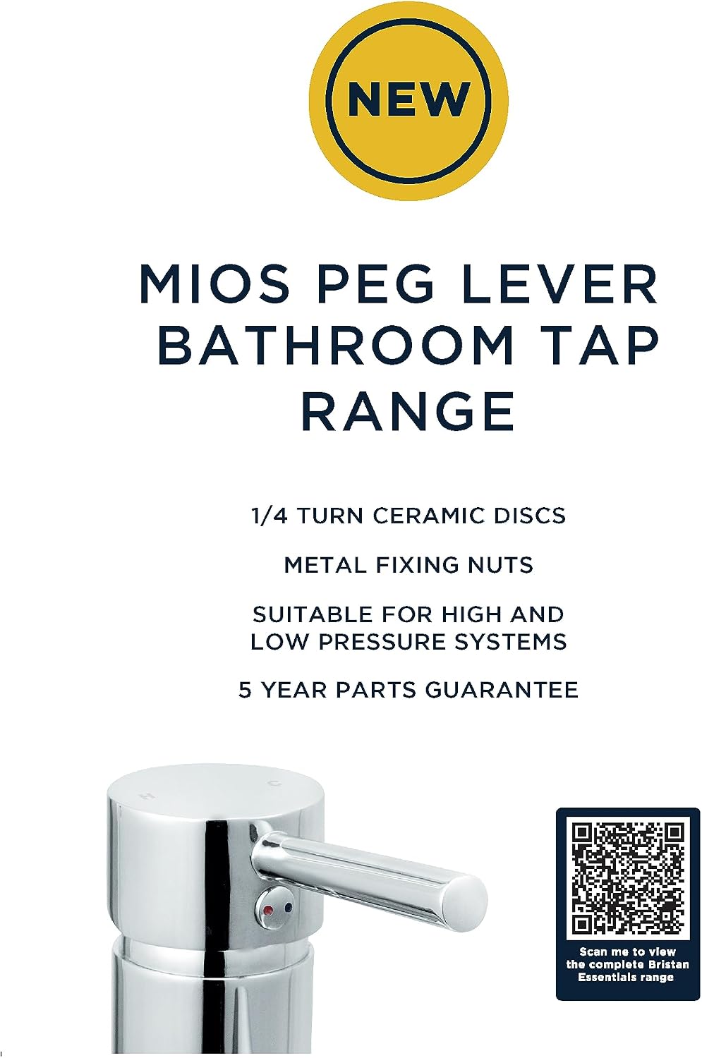 Thumbnail 1 de Bristan Essentials Mios bathroom basin mixer taps (chrome plated)