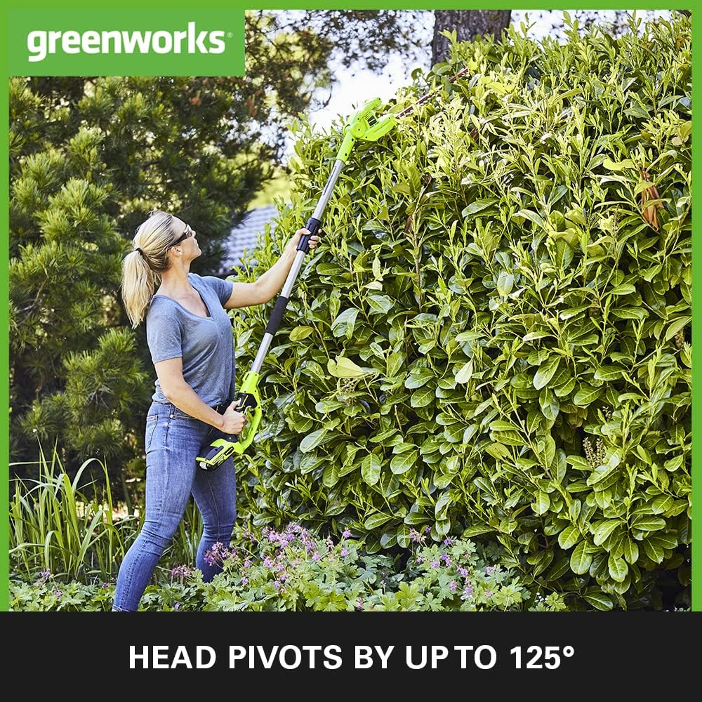 Thumbnail 3 de Greenworks G24PH51 cordless pole hedge trimmer with split shaft (tool only) and 51cm dual action blades