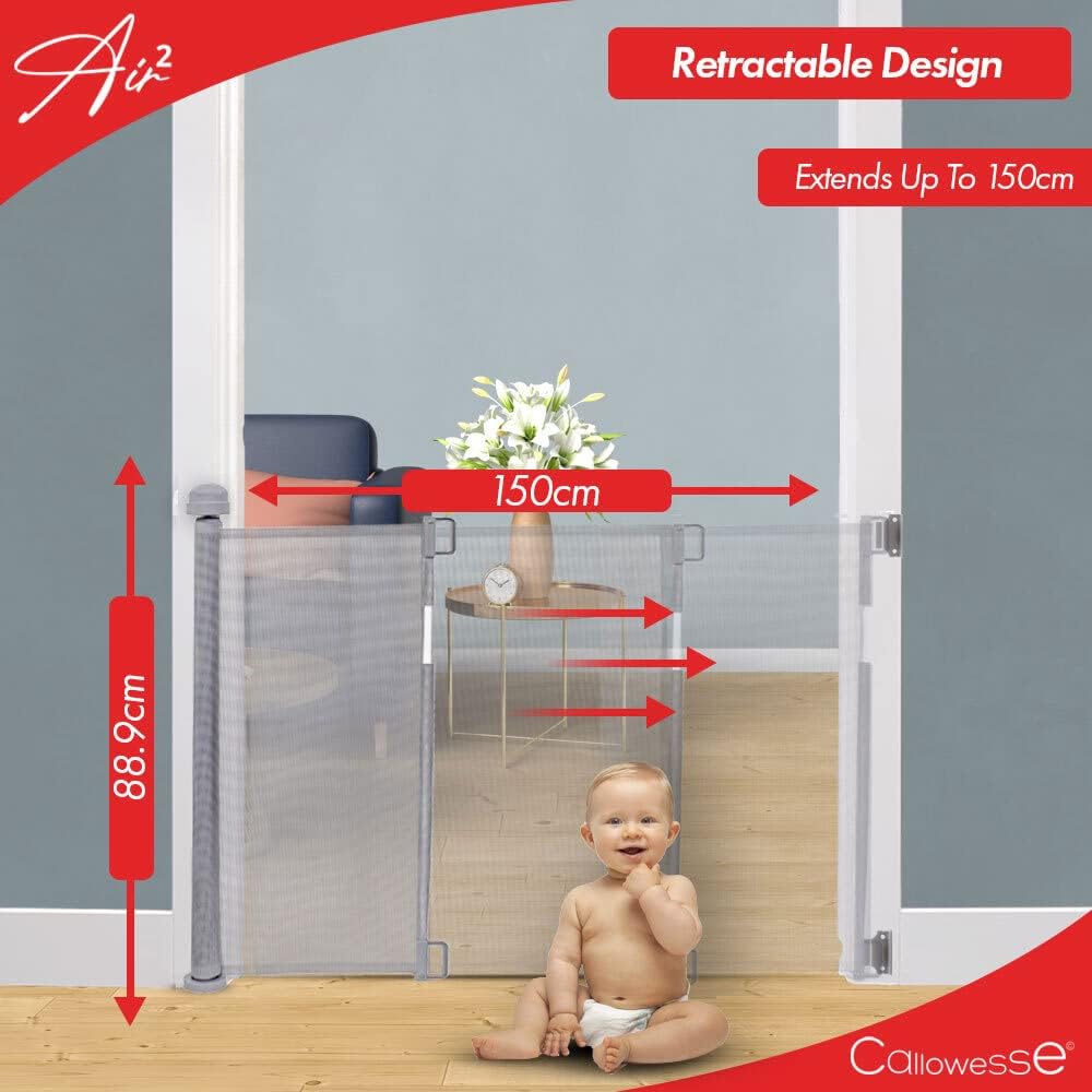 Thumbnail 2 de Callowesse Air2 Extra Wide Retractable Safety Stair Gate – Grey