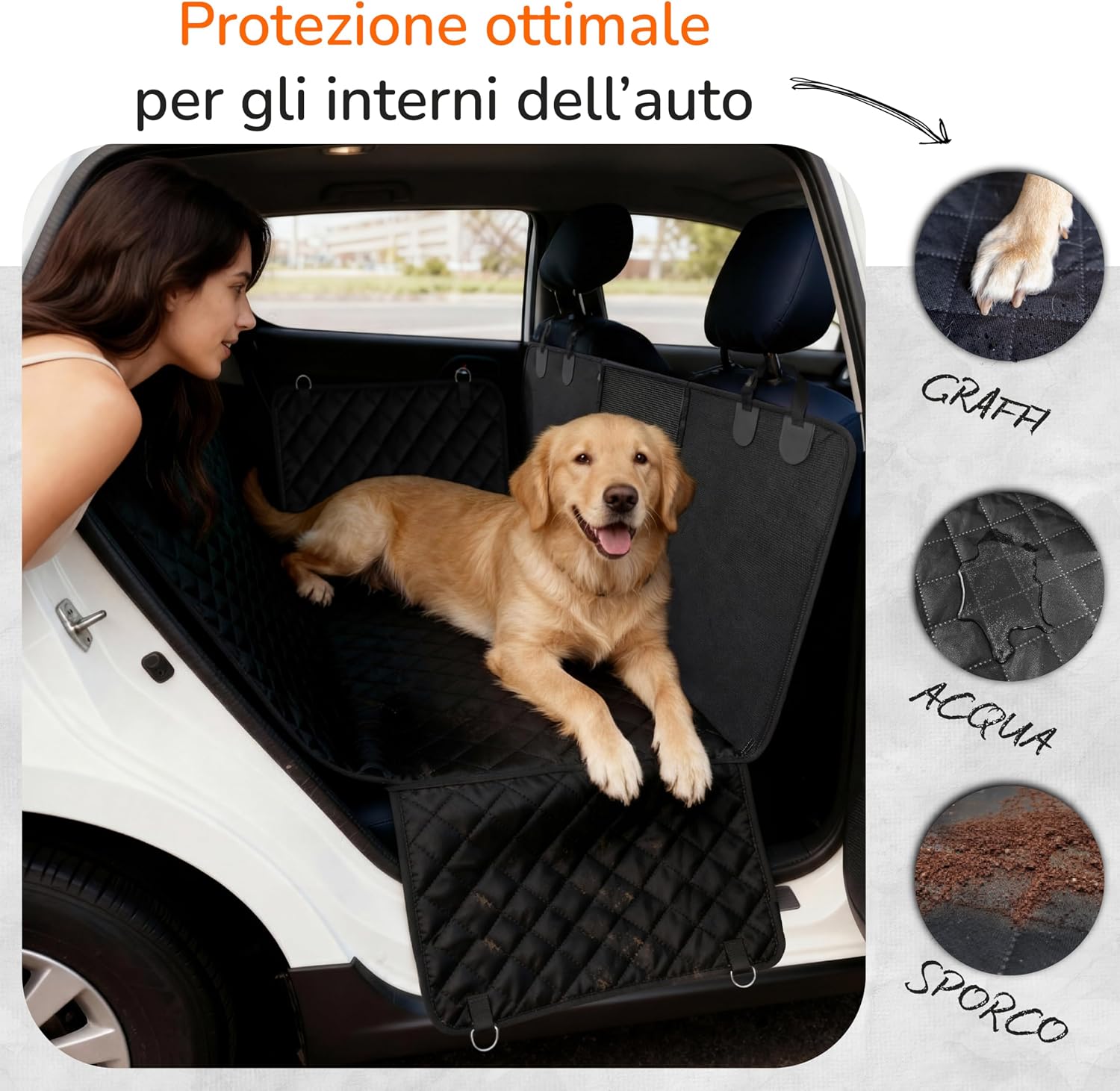 Detalle 2 de Upgrade4cars Telo Sedile Posteriore Impermeabile per Cani
