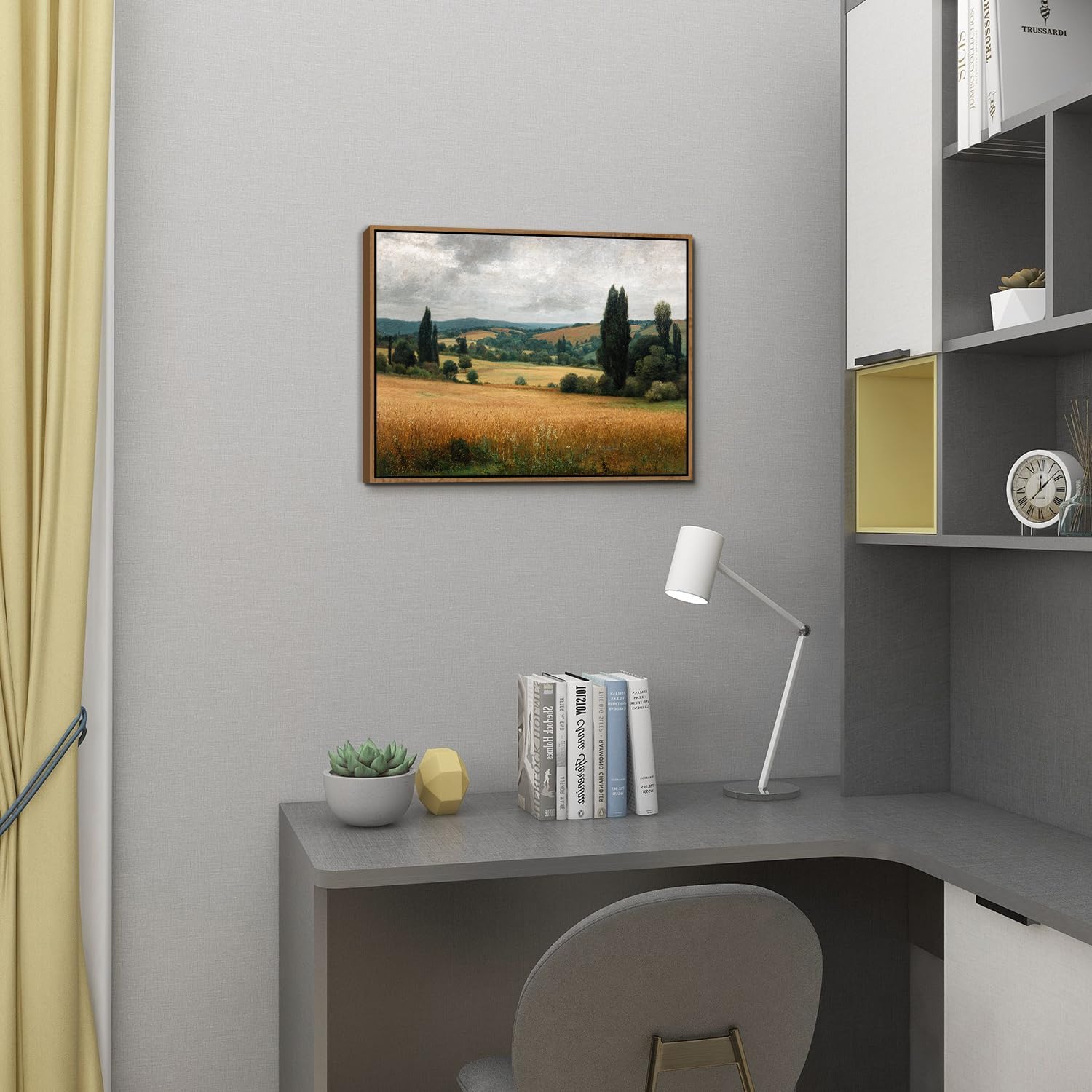 Thumbnail 1 de AREBOLO Vintage Countryside Framed Canvas Wall Art (12 x 16 inch) – Golden Wheat Field Autumn Landscape