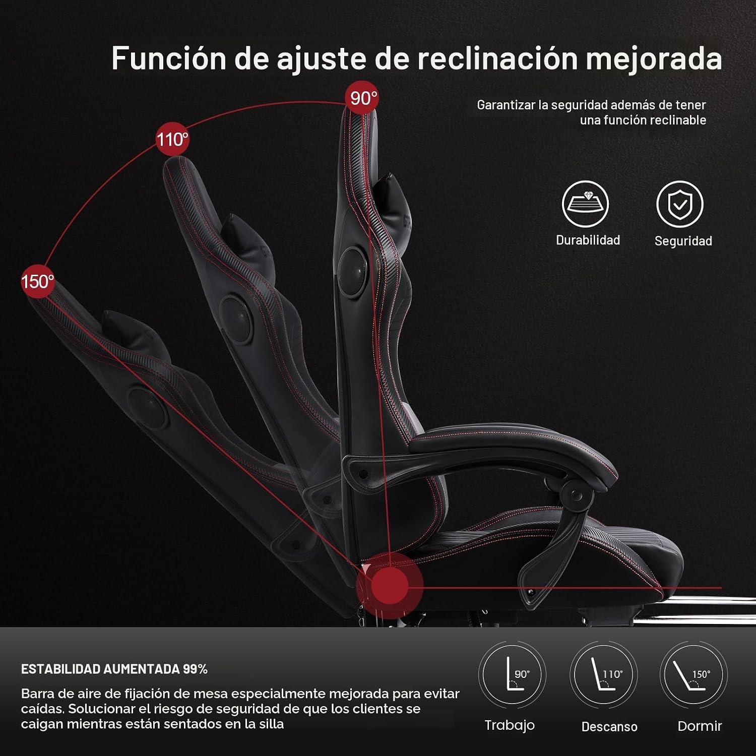 Thumbnail 4 de GTPLAYER Silla Gaming Ergonómica con Reposapiés 300 kg
