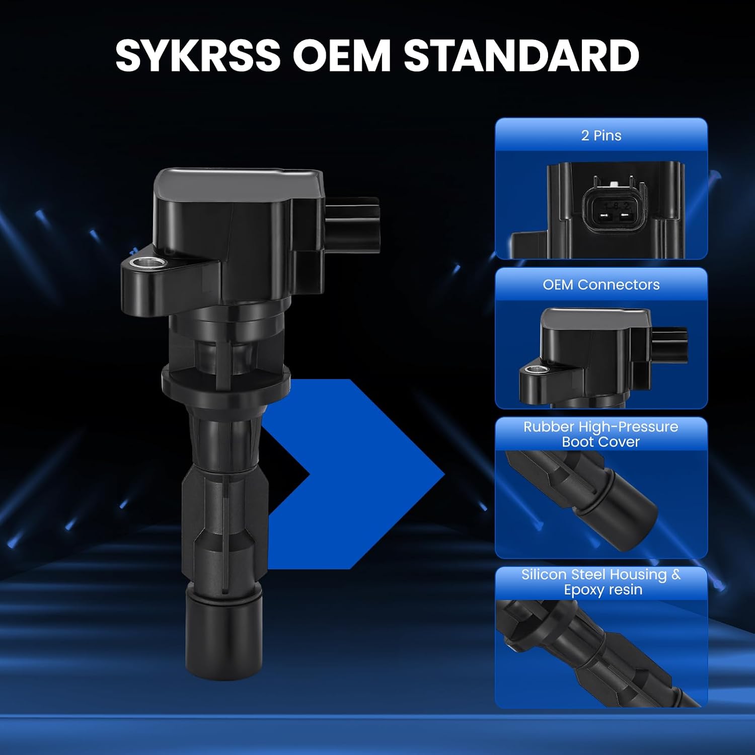 Thumbnail 1 de SYKRSS 4 Ignition Coils Pack for 2.3L Ford Fusion & Mercury Milan (2006-2009) – UF516/6E5Z12029AA Replacement