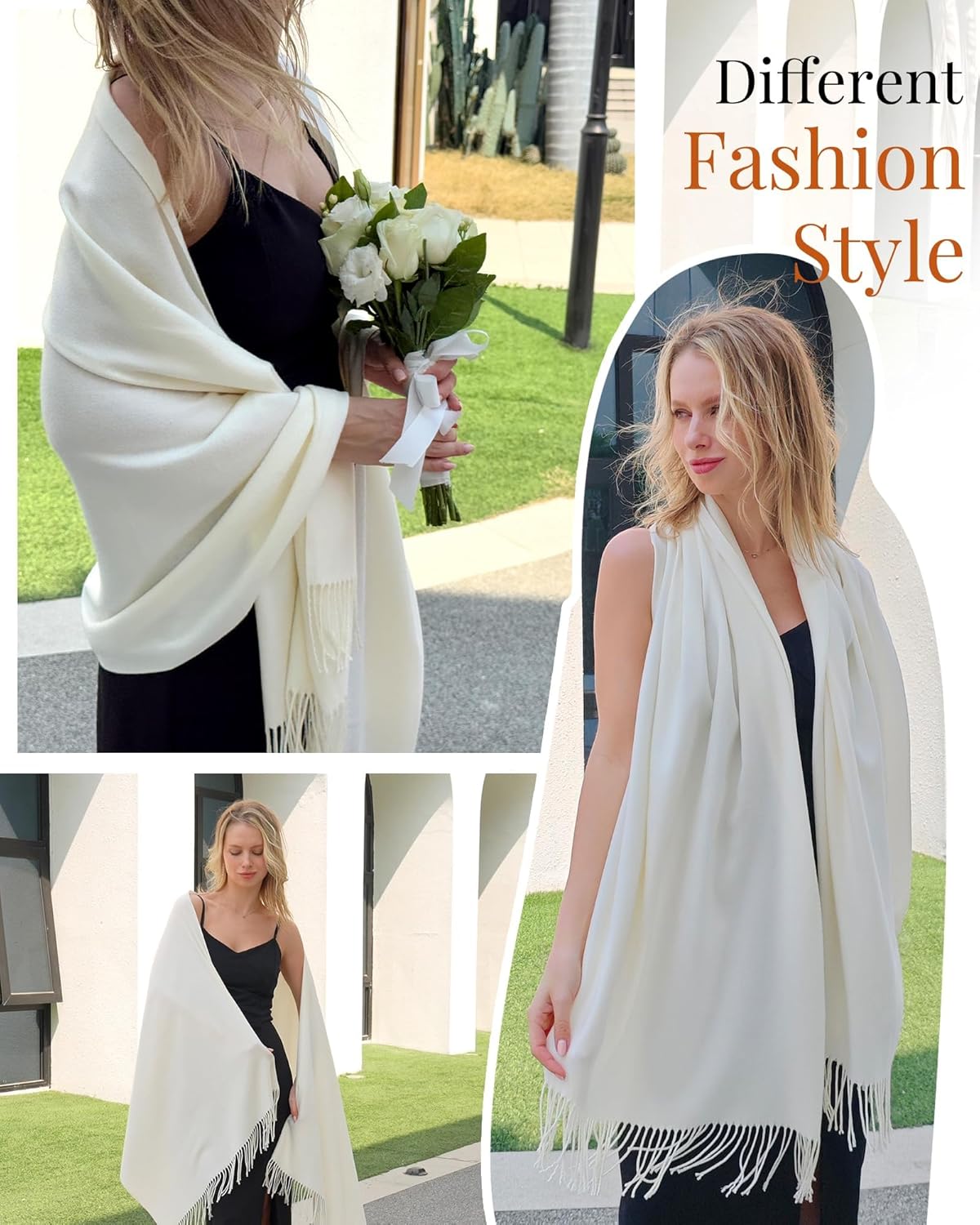 Thumbnail 3 de FURTALK Butter-Soft Pashmina Shawl Wrap (70% Polyester, 30% Viscose) for Women