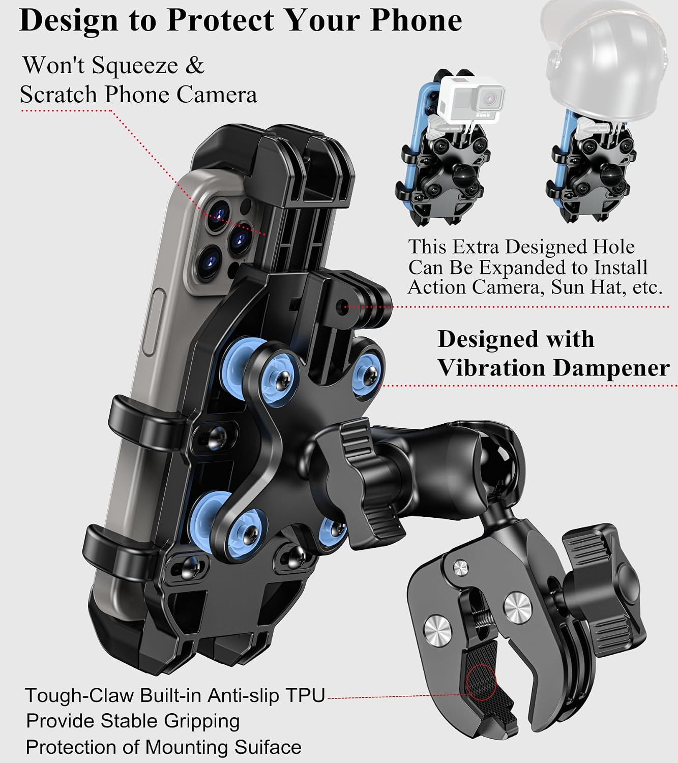 Thumbnail 5 de BRCOVAN Motorcycle Phone Mount with Vibration Dampener