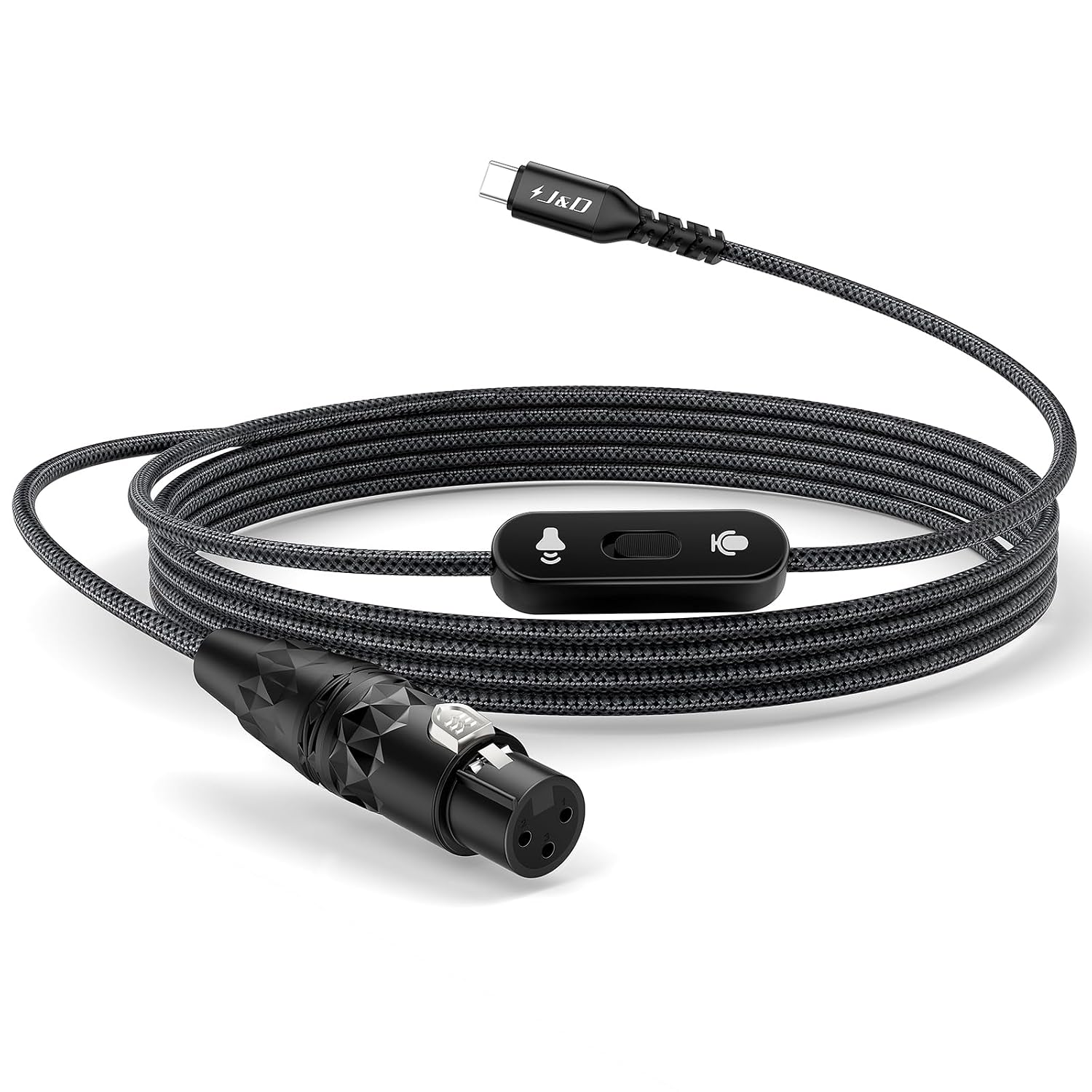 Detalle de J&D JD000727 USB-C to XLR Audio Cable with Direction Switch, 6.6 ft