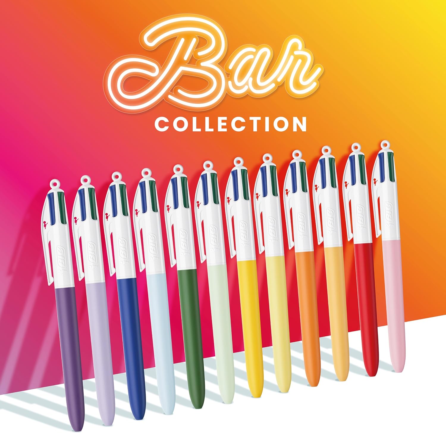 Detalle de BIC 4 Couleurs Le Bar à Couleurs – Coffret 12 Stylos-Bille Rétractables à Pointe Moyenne (1,0 mm) Corps Uni, Couleurs Assorties
