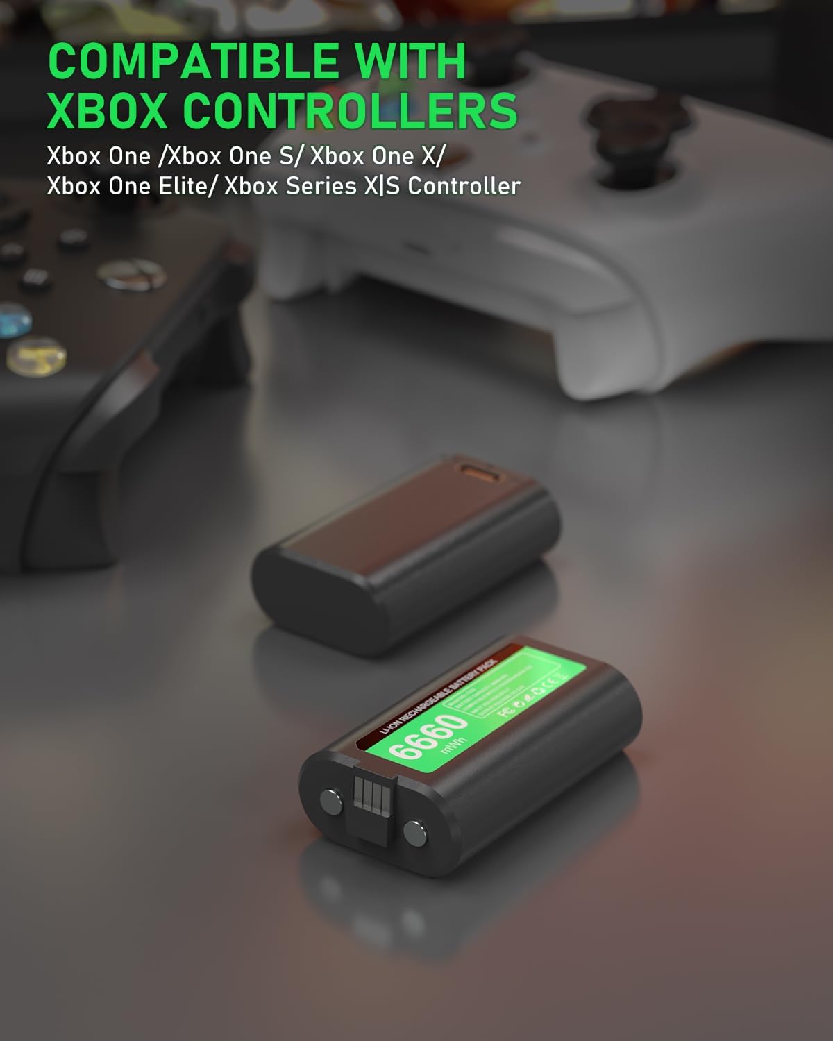 Detalle 2 de GKHERD C02 Rechargeable Xbox Controller Battery Pack, 2-Pack with USB-C