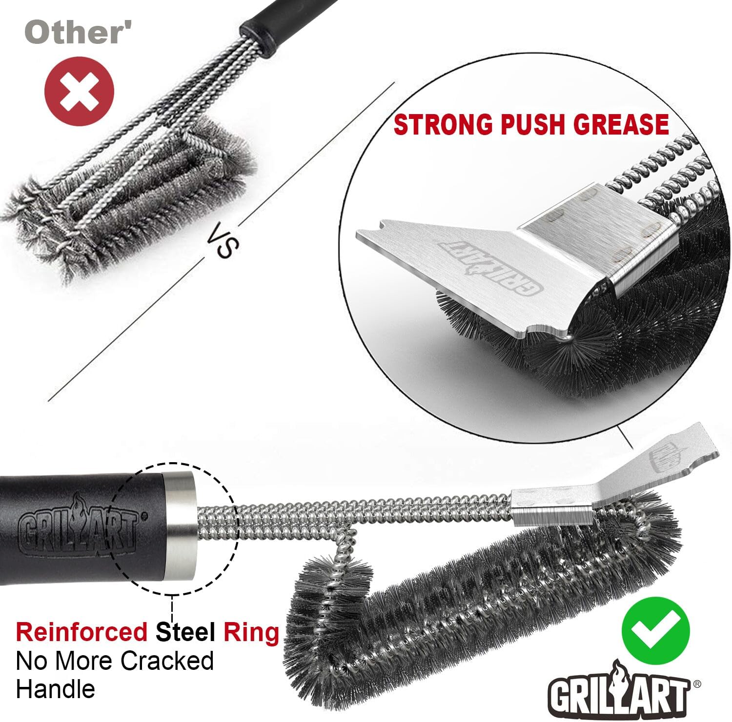 Thumbnail 1 de GRILLART 18-Inch Grill Brush and Scraper