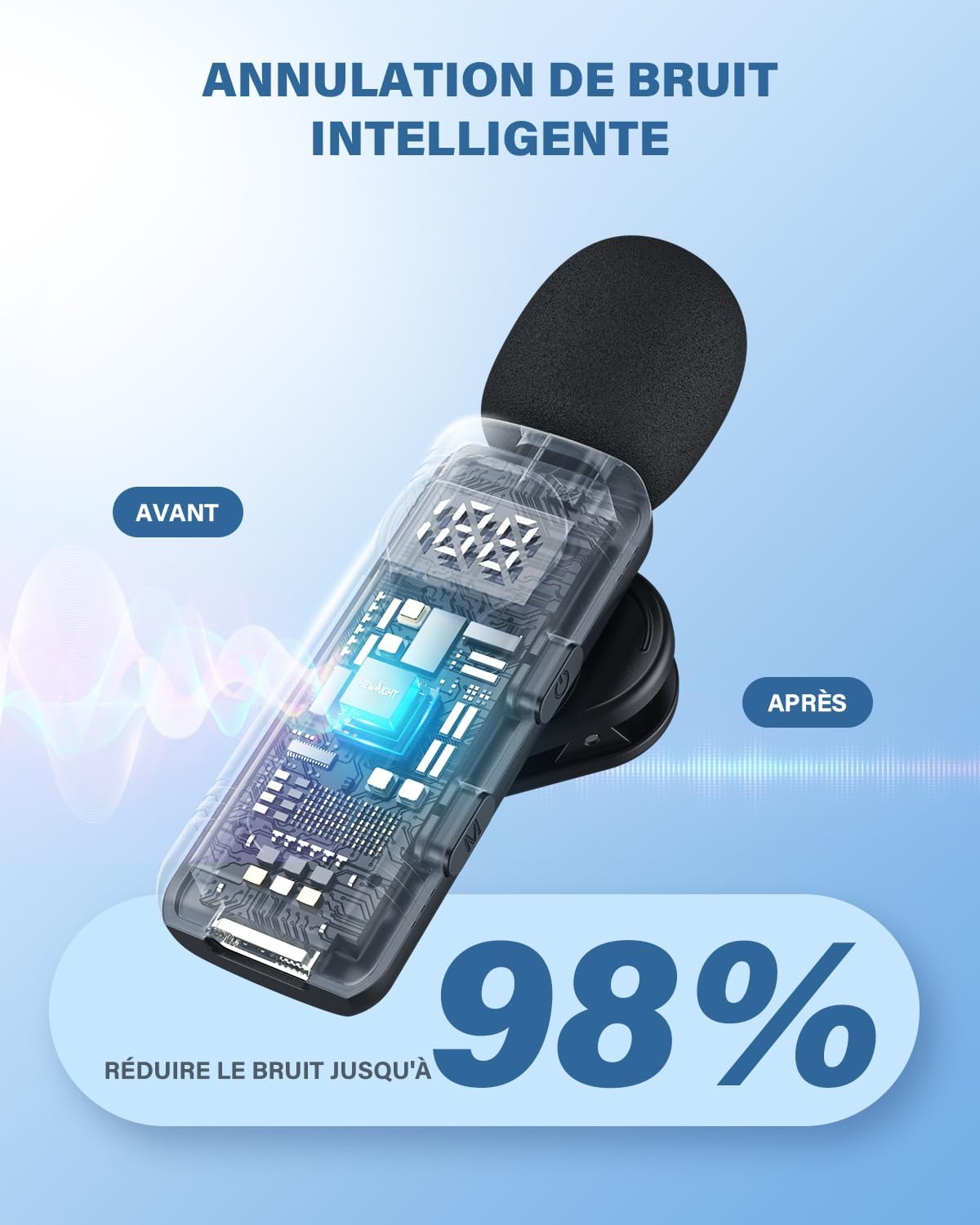 Detalle de Newmight Micro Cravate sans Fil Plug & Play — simplicité audio pour vos interviews et vlogs