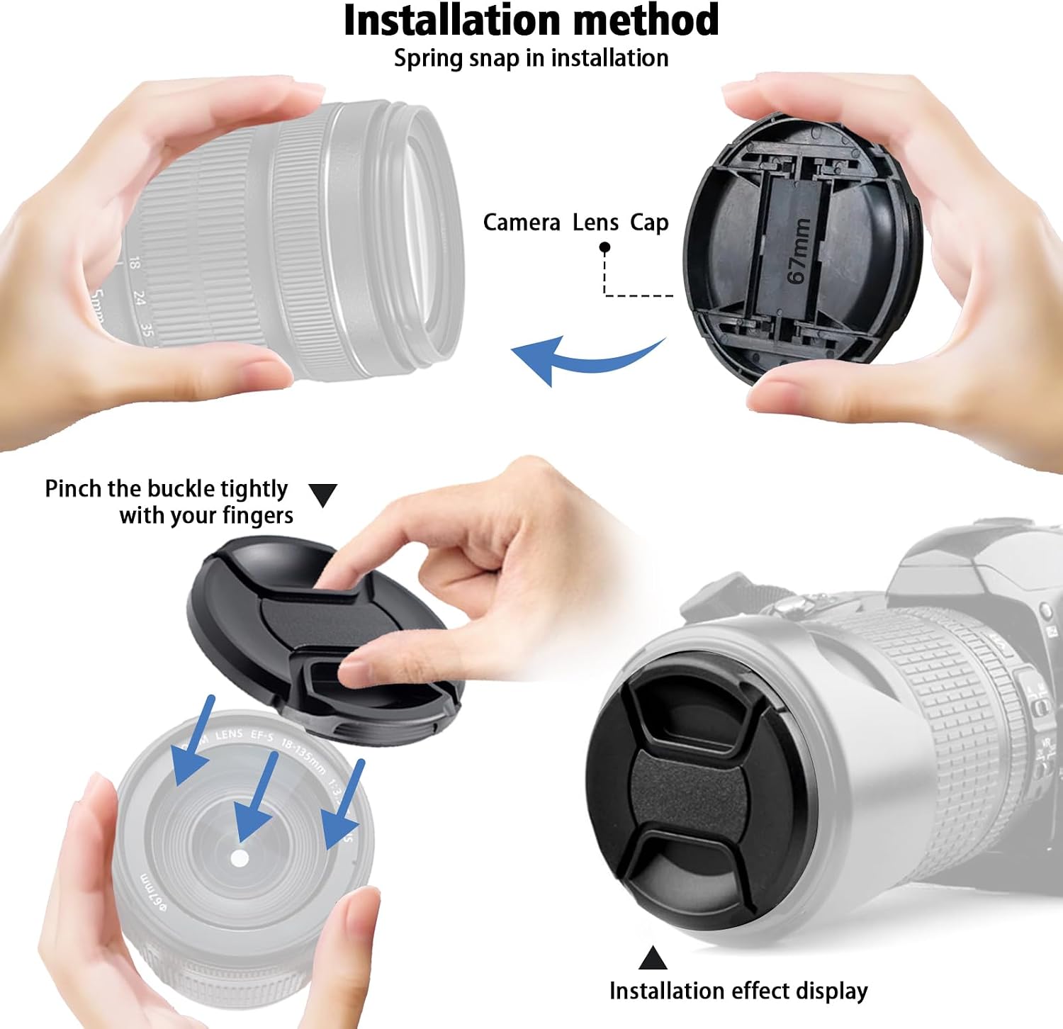 Thumbnail 1 de 2er-Set 55mm Objektivdeckel plus Reinigungstuch – kompatibel mit allen 55mm-Objektiven
