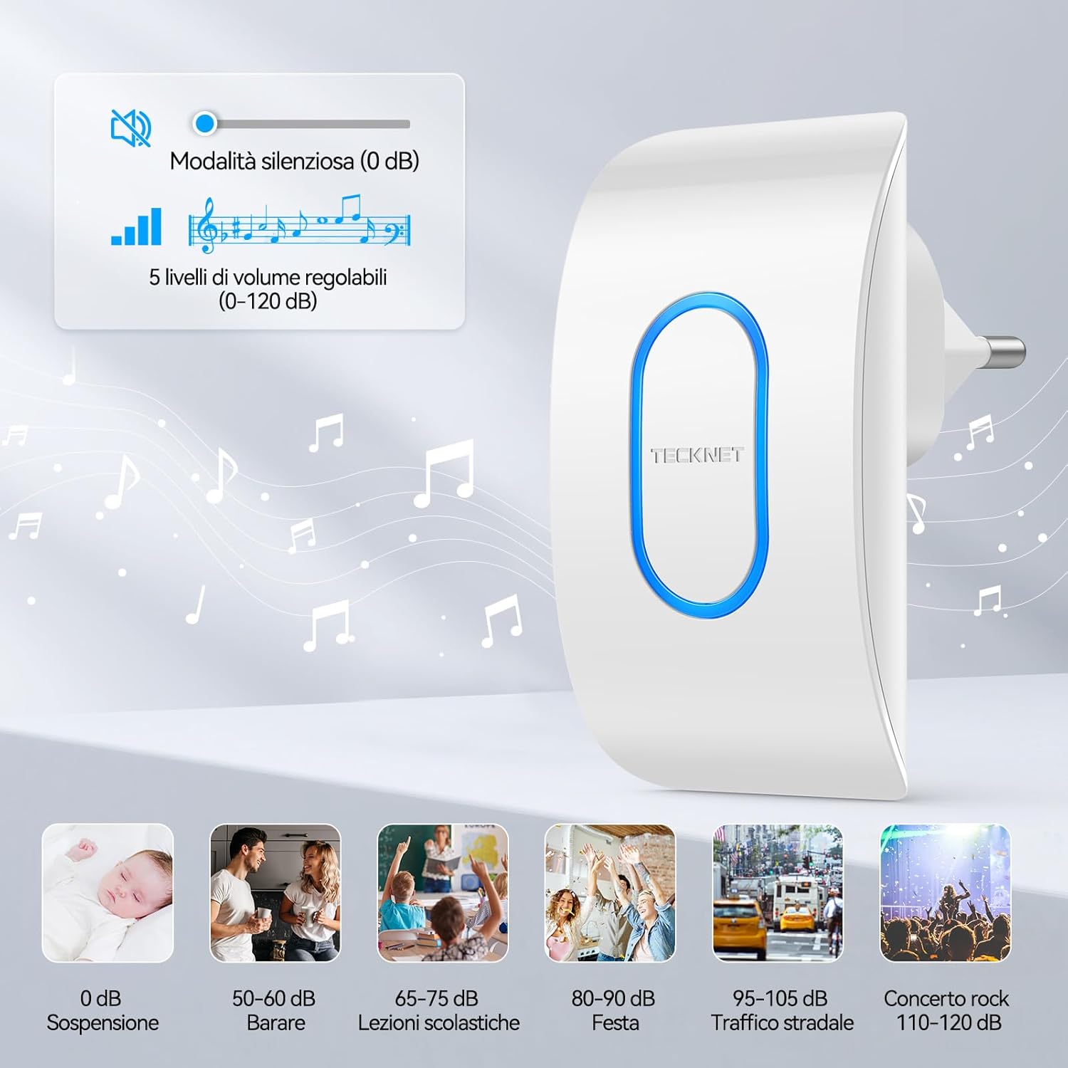 Thumbnail 3 de TECKNET Campanello senza fili 400 m, 60 melodie 🔔