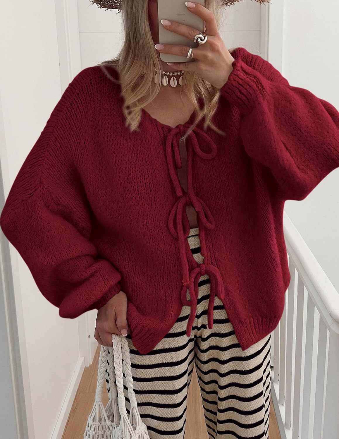 Thumbnail 6 de PRETTYGARDEN Tie Front Bow Cardigan S