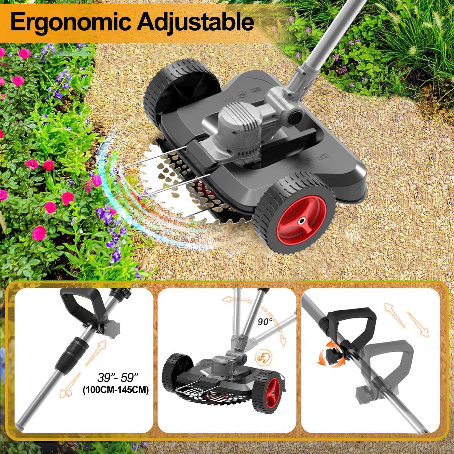 Detalle de Rasentrimmer Mit Akku 21V – 5-in-1 Freischneider mit 2×4,0 Ah Akkus und 750 W