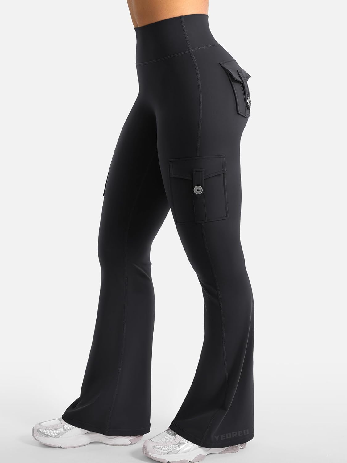 Detalle 2 de YEOREO CoreFlex Damen Flare Leggings mit 4 Taschen, High Waist und Invisible Scrunch (seamless, blickdicht)