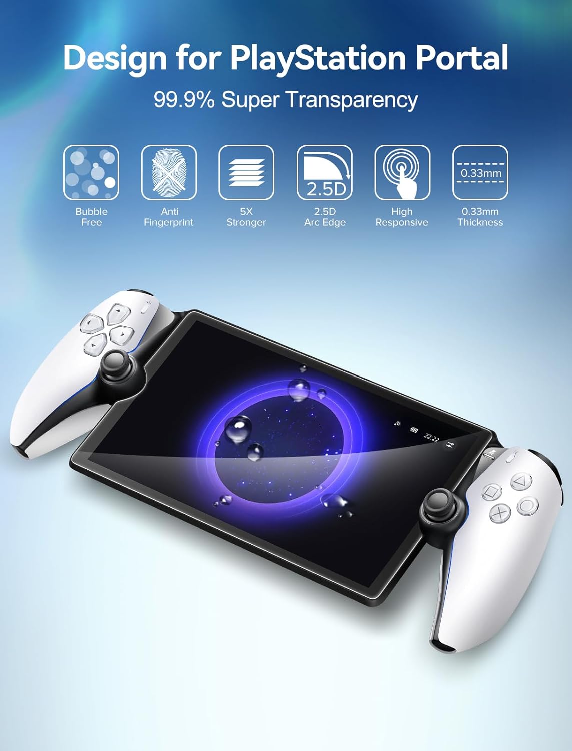 Thumbnail 1 de ivoler 2-Pack Tempered Glass Screen Protector for PlayStation Portal Remote Player 8.0" (2023) – Transparent HD Clear