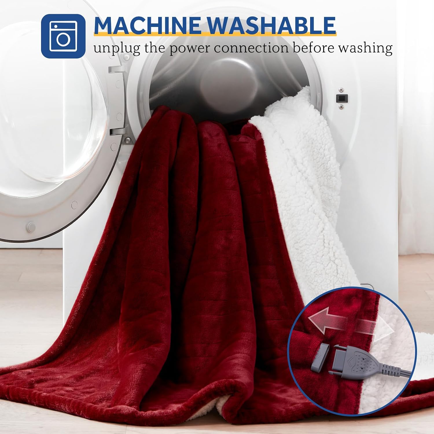 Detalle 2 de Sealy KTHT-QBHVS-W Heated Electric Throw, Sherpa & Flannel, 6 Heat Settings