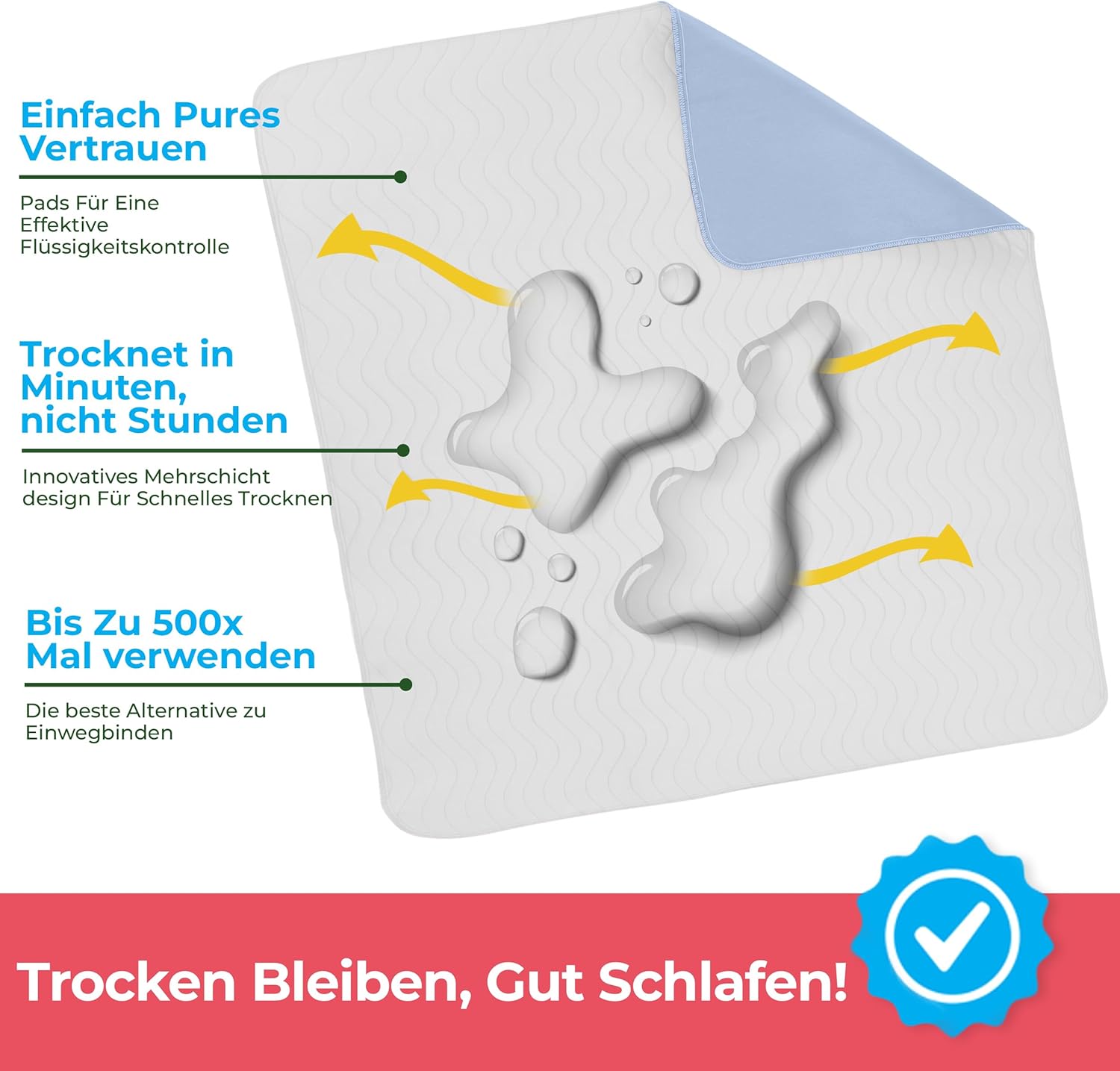 Thumbnail 4 de Utopia Bedding Bettunterlagen 75 x 90 cm (1er-Pack) Weiß/Blau – wasserdicht & waschbar als Matratzenschoner