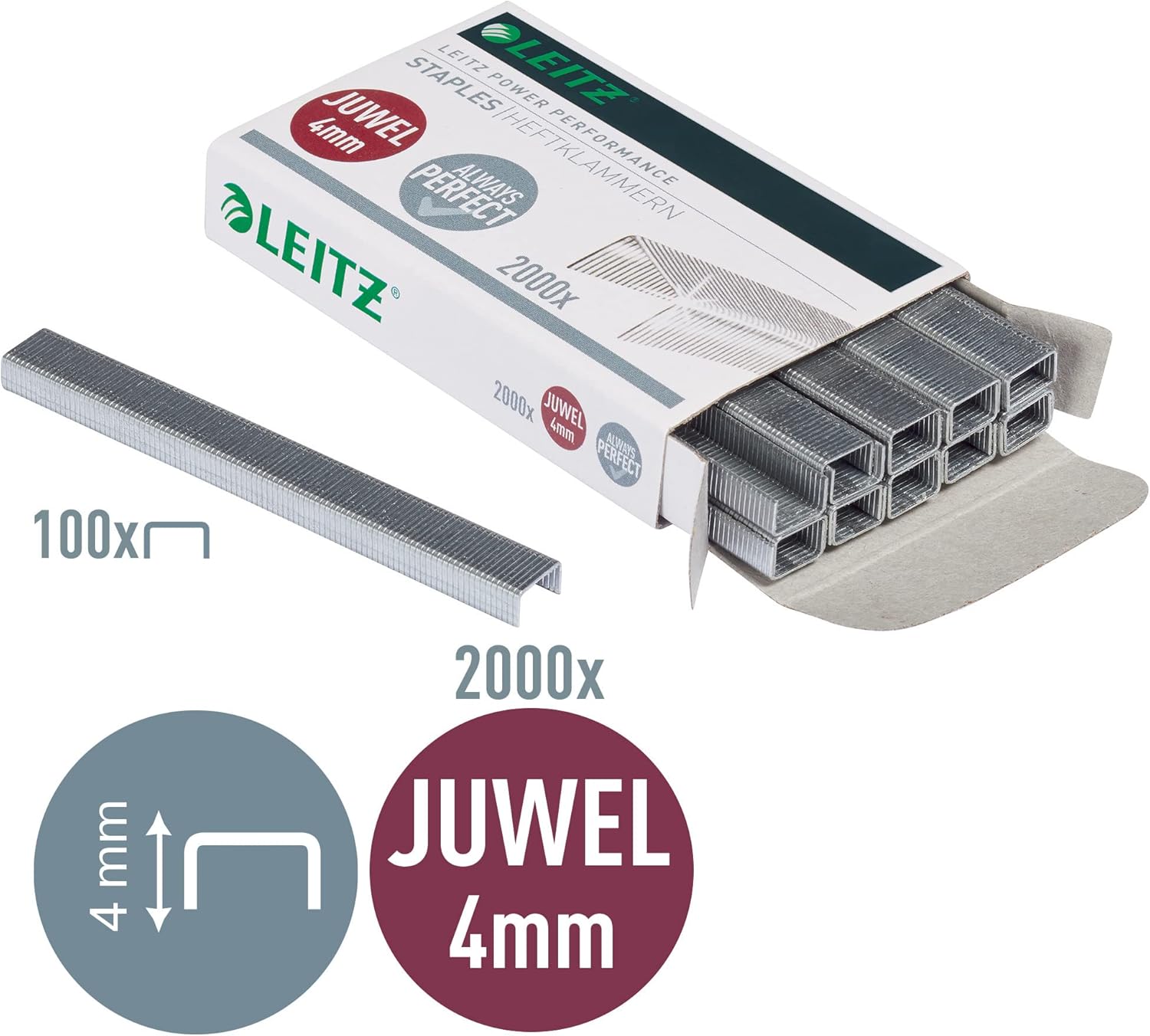 Thumbnail 1 de Leitz Juwel Heftklammern 4 mm (56400000) – 10 x Box mit je 2.000 Stück, verzinkt
