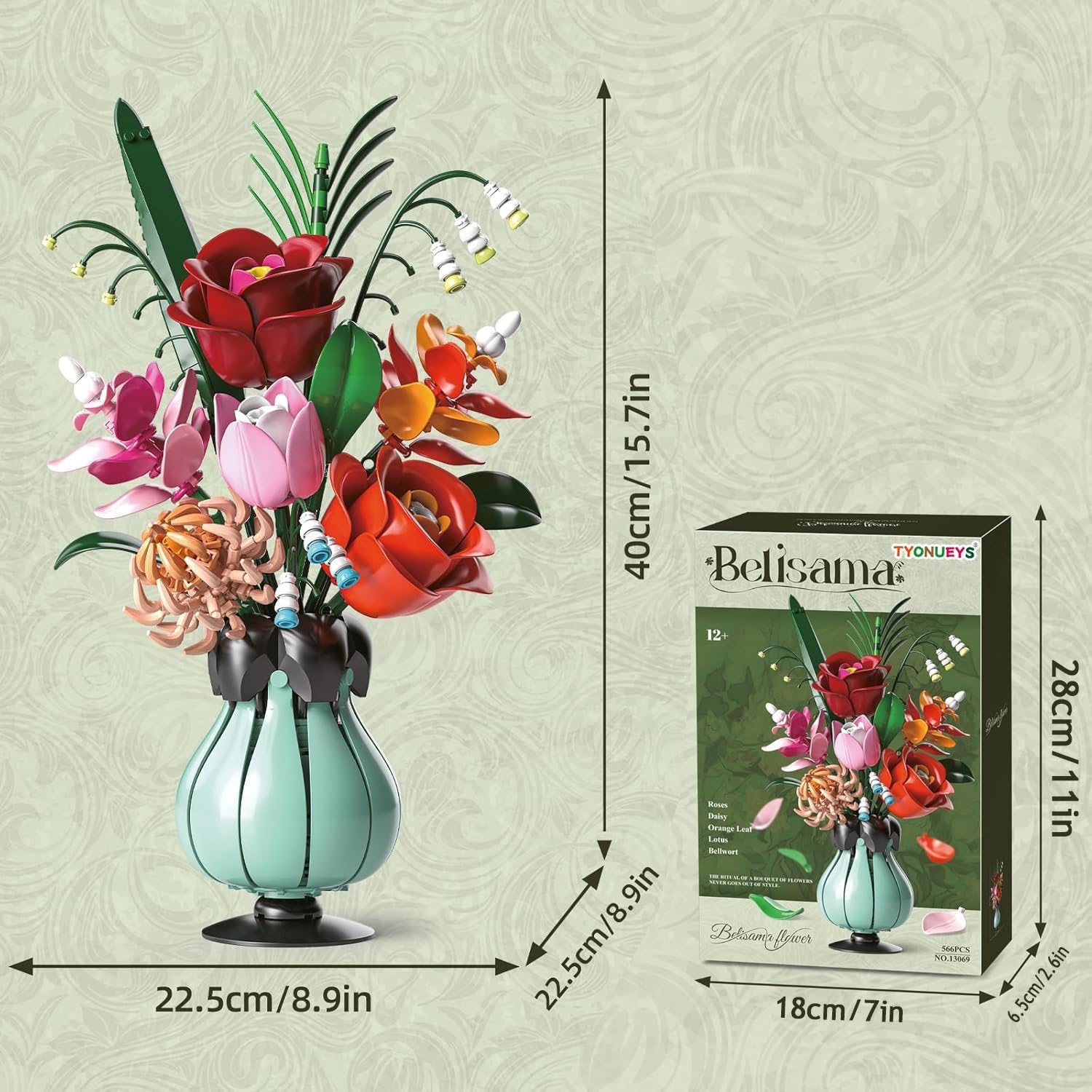 Thumbnail 1 de TYONUEYS 566 Teile Blumen Bauspielzeugset