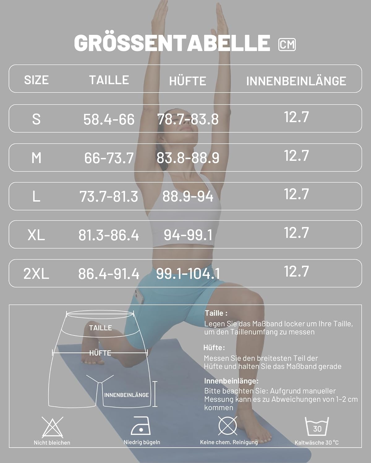 Thumbnail 6 de Runhit Radlerhose Damen mit Taschen – hohe Taille, blickdichte kurze Leggings für Yoga, Fitness & Alltag