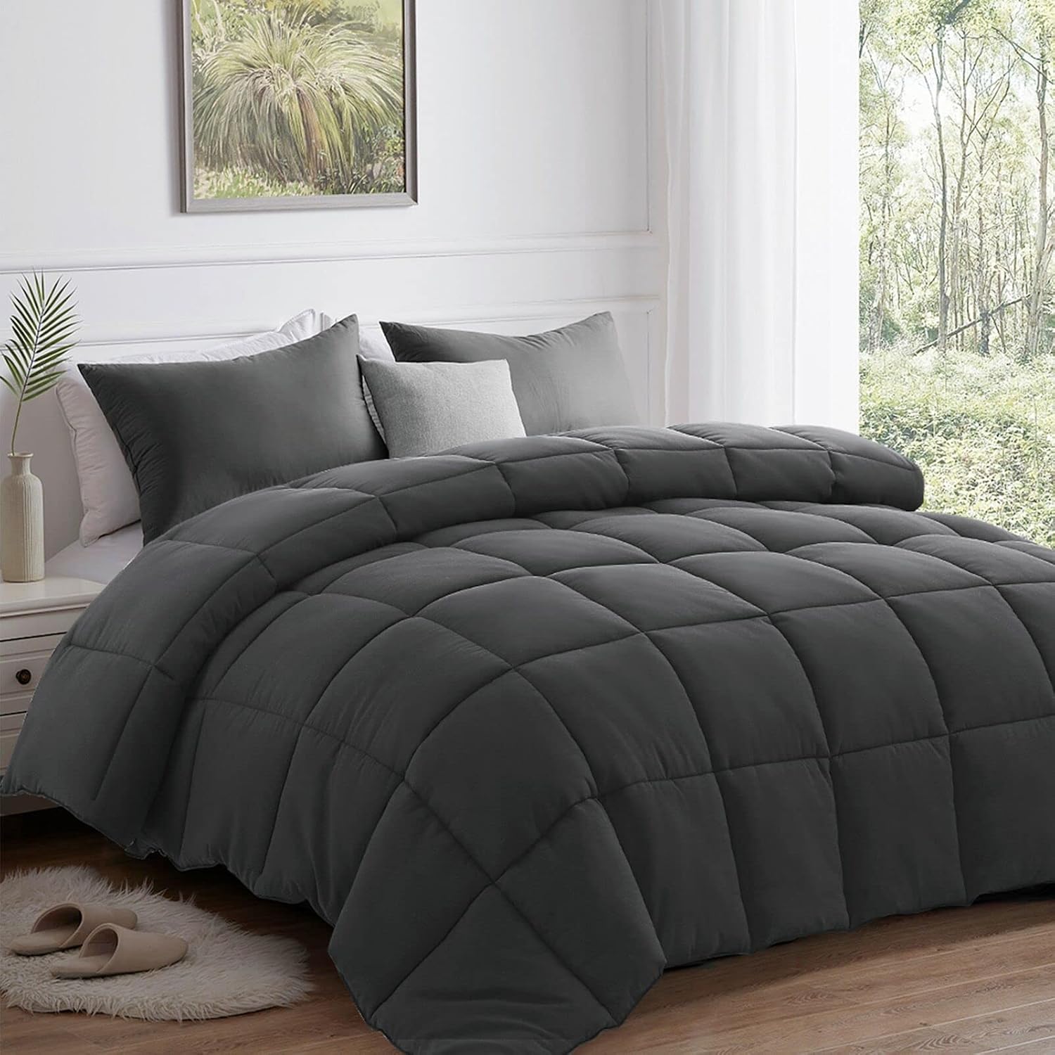 Thumbnail 6 de SLIMELODY comforter01XSF King Duvet Insert, Dark Grey Reversible Microfibre