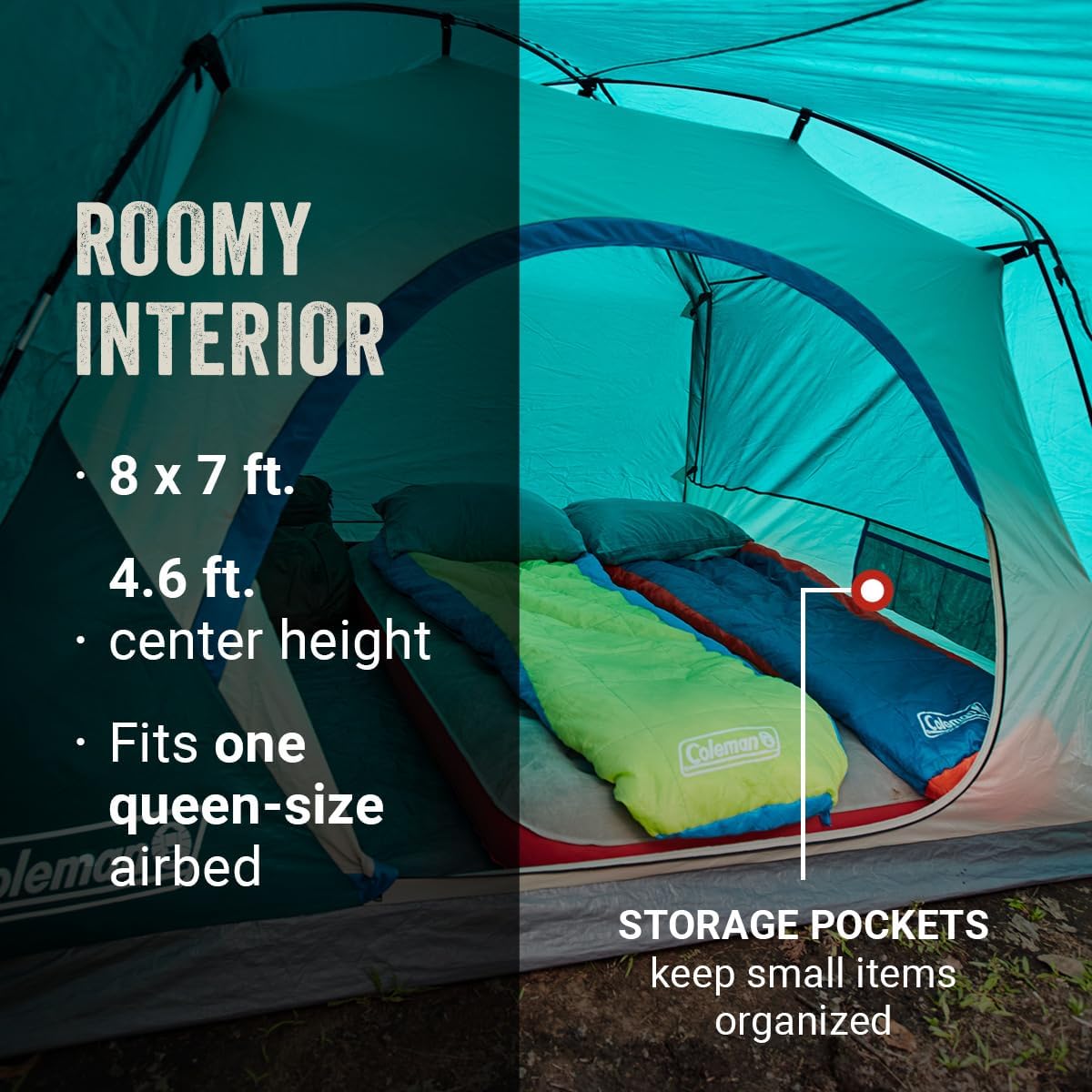 Detalle de Coleman Skydome 4-Person Tent with Full-Fly Vestibule and Under-5-Minute Setup