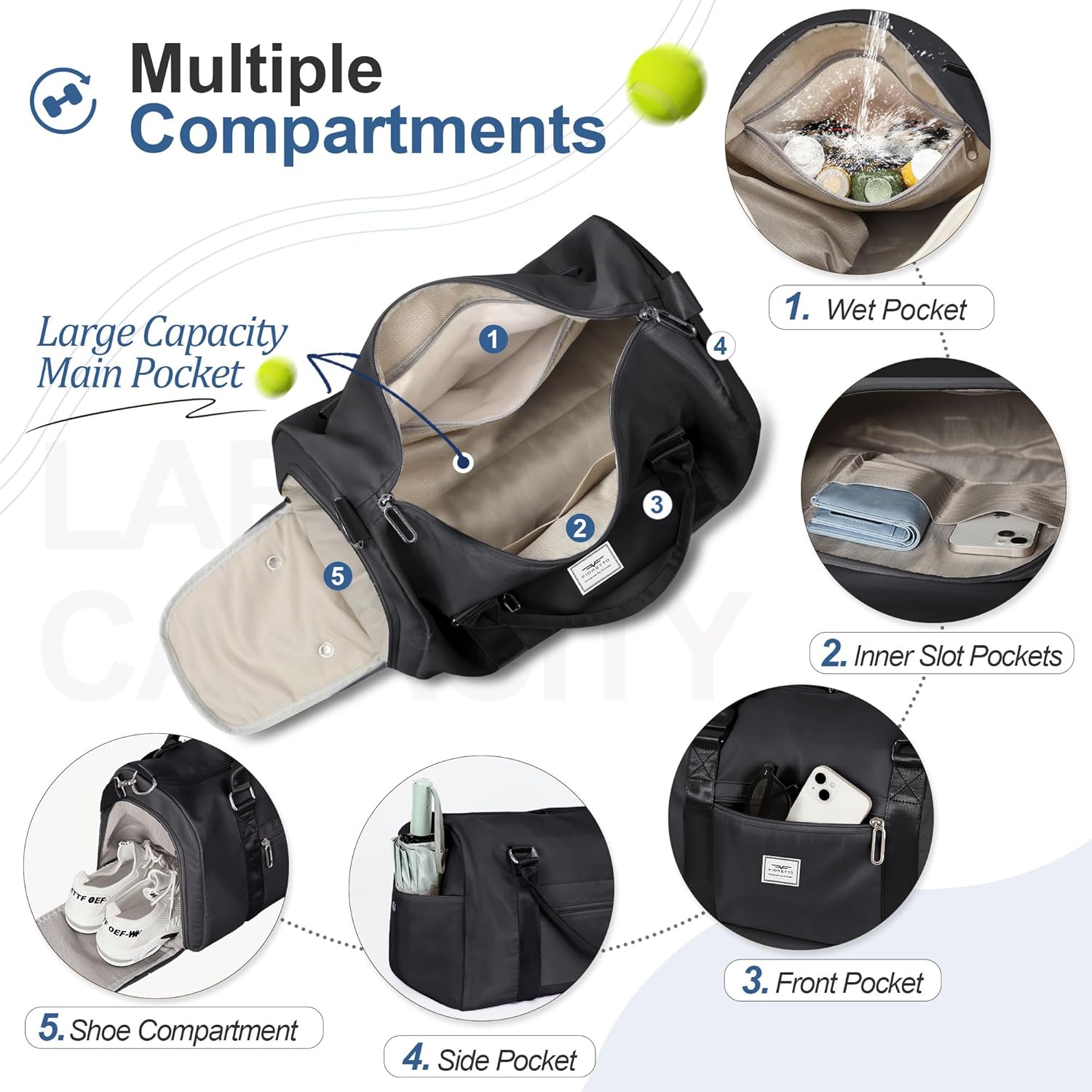 Thumbnail 1 de FIORETTO Gym Bag 45x28x20 cm
