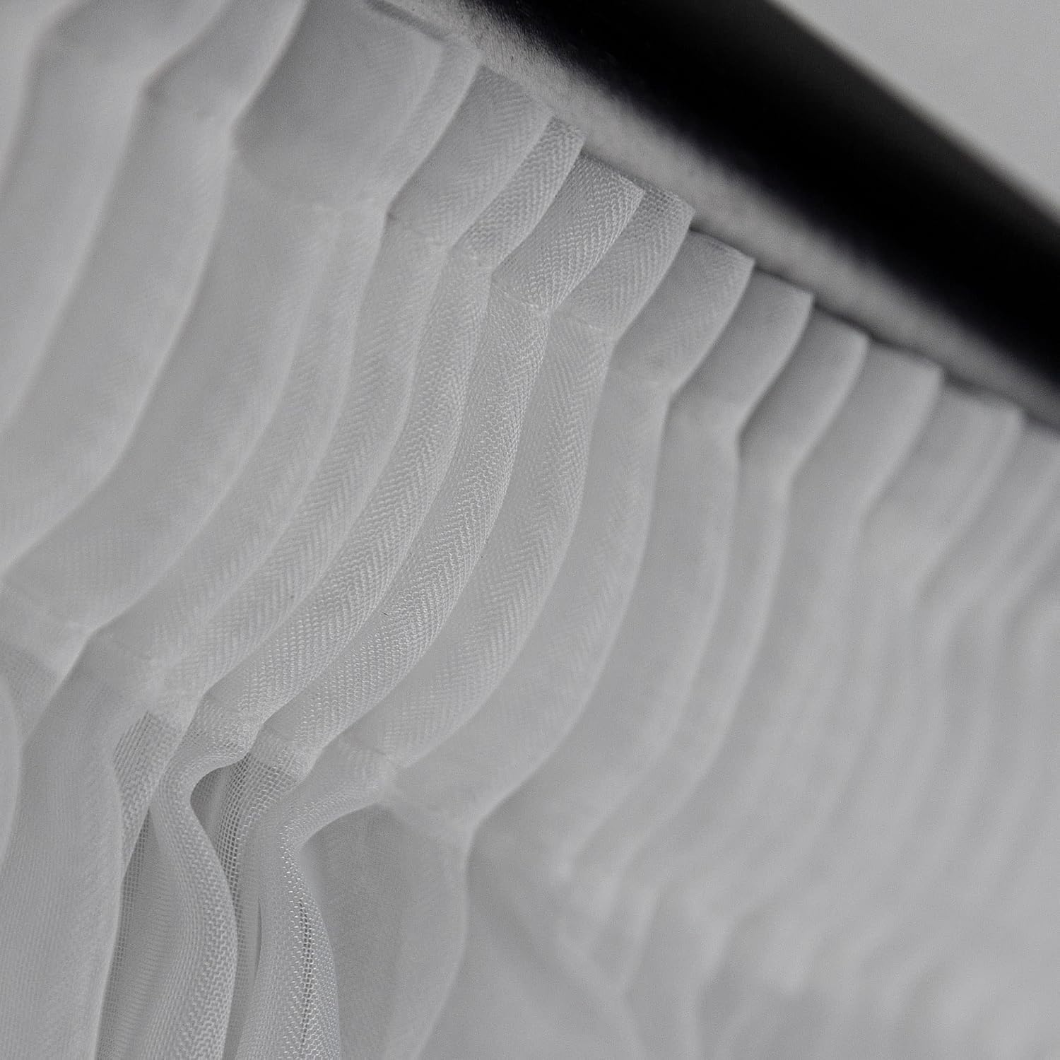 Detalle de Weiße Voile halbtransparente Vorhänge mit Kräuselband und Bleibandabschluss (230 x 200 cm)
