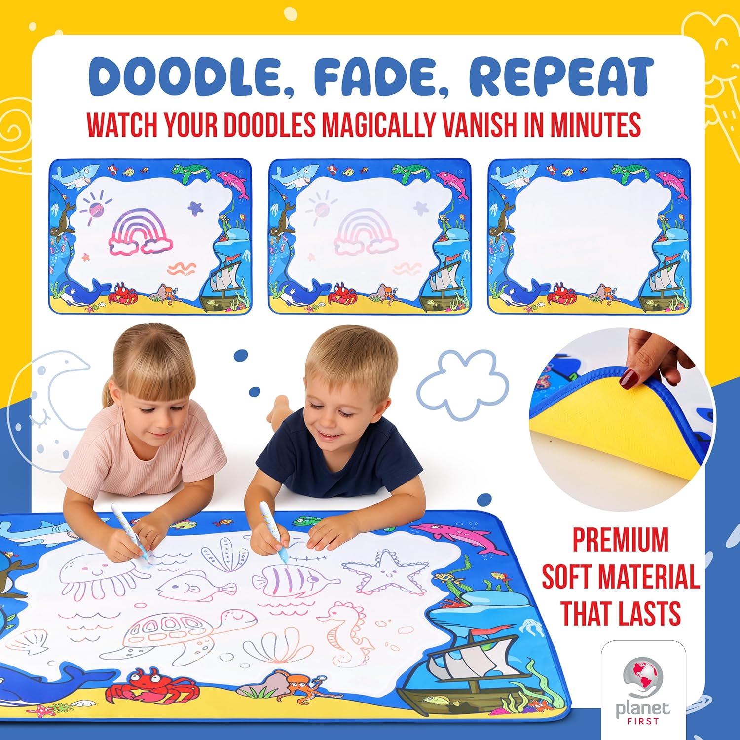 Thumbnail 1 de Water Doodle Mat – Sea Life (100 x 80cm): Mess-Free Water Drawing for Kids Aged 3–8
