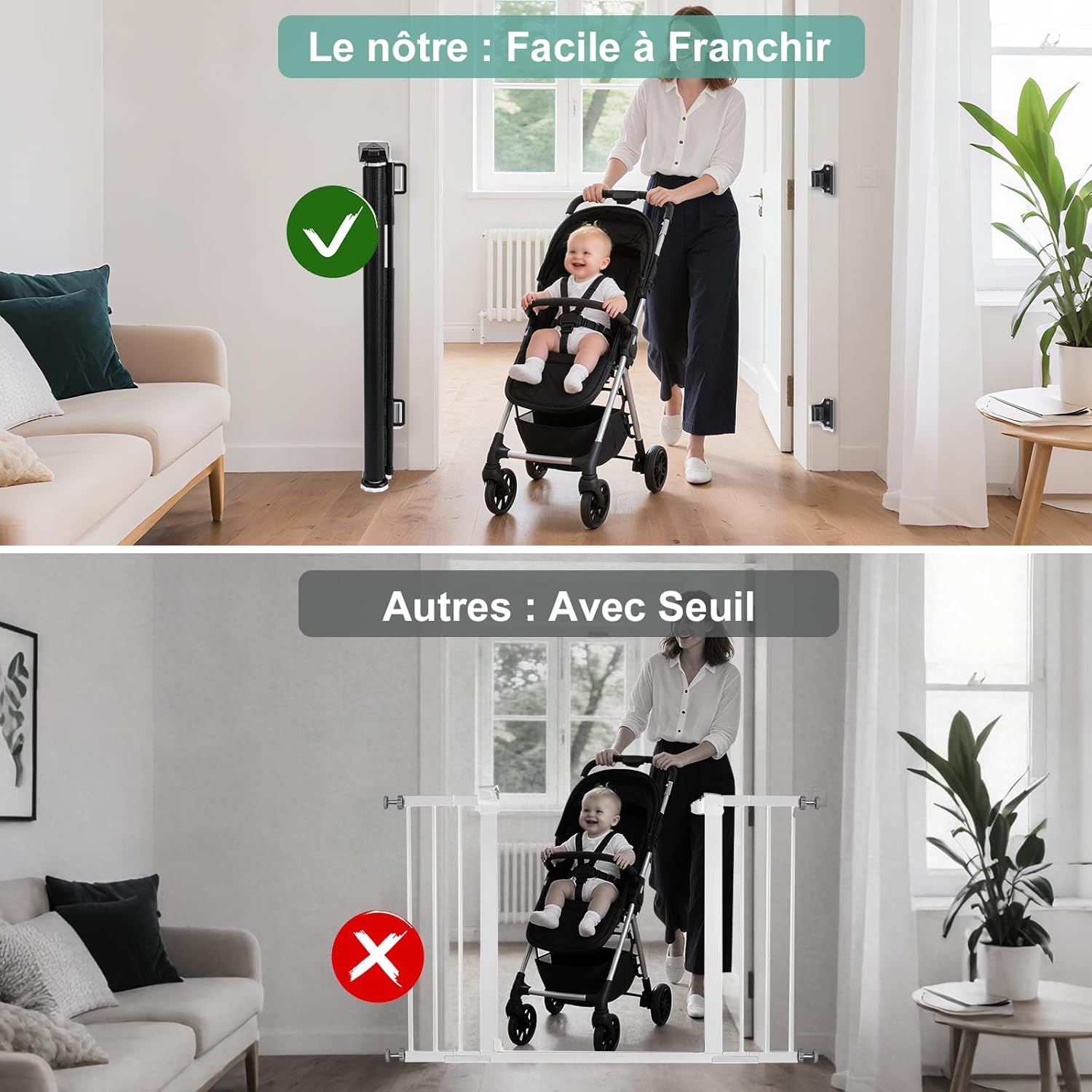 Thumbnail 3 de Barrière Sécurité pour Enfant et Chien - Barrière Sécurité Retractable 1,5 m avec Renforcement en Fibre de Verre