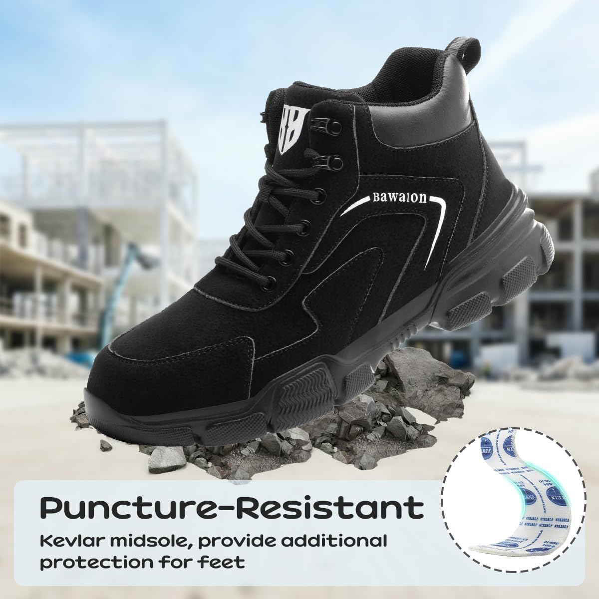 Thumbnail 3 de Bawalon safety work boots with steel cap – lightweight water-resistant, non-slip safety shoes