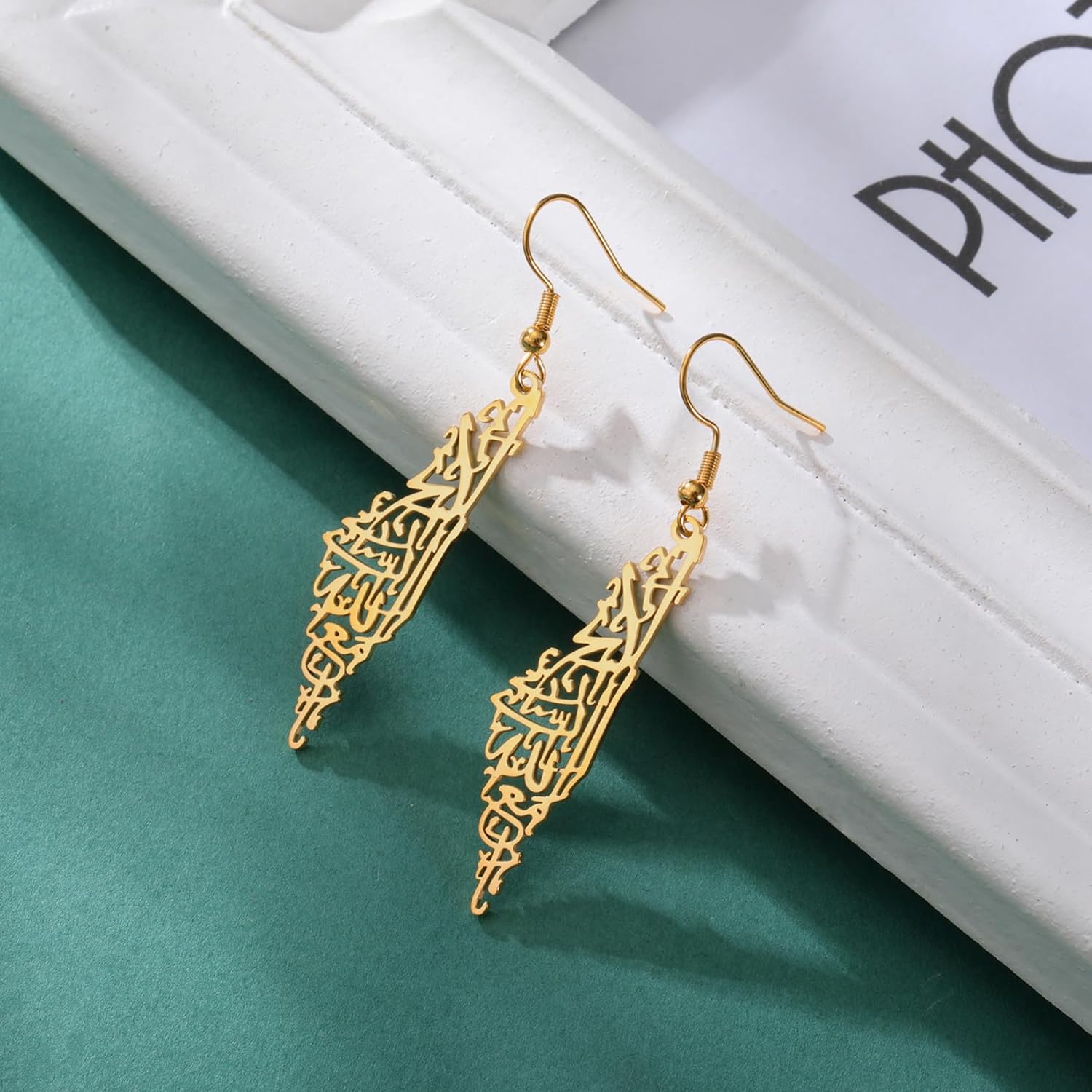 Detalle de Palästina Dangle Drop Ohrringe Karte aus Edelstahl