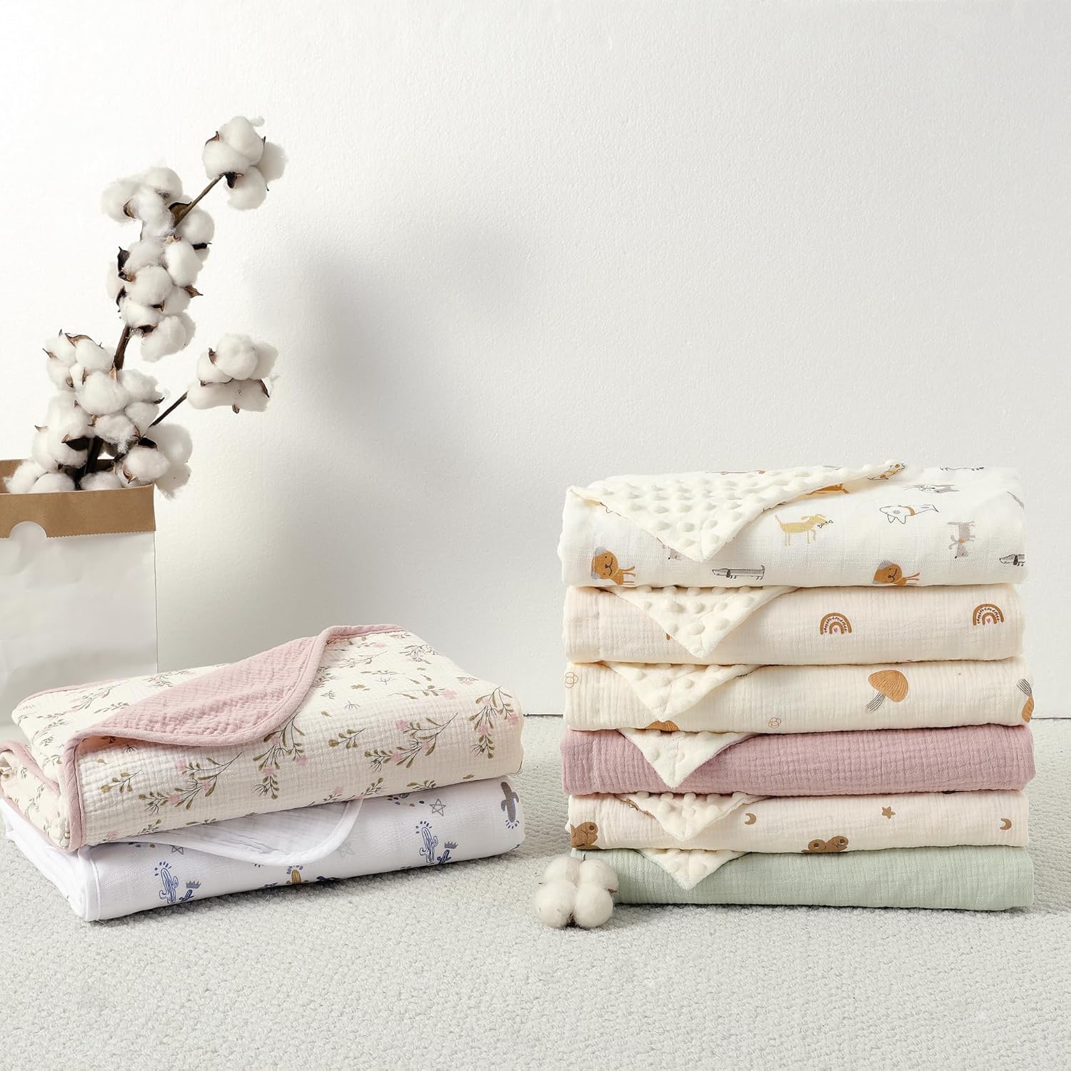 Thumbnail 6 de CREVENT Organic Muslin Cotton Baby Blanket for Newborns – Moon 75x100cm