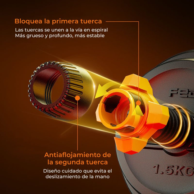 Detalle de Xiaomi FED Kit de mancuernas V2 con barra y pesa rusa hasta 40 kg