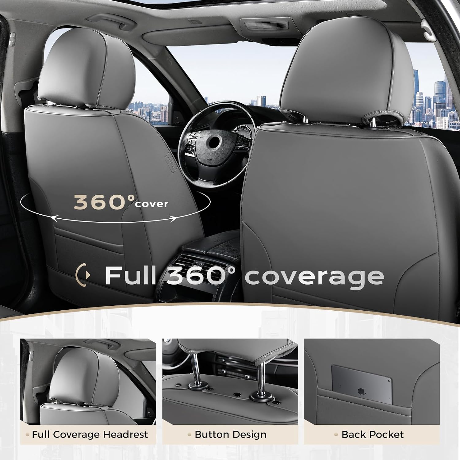 Detalle 2 de Coverado Car Seat Covers Gray