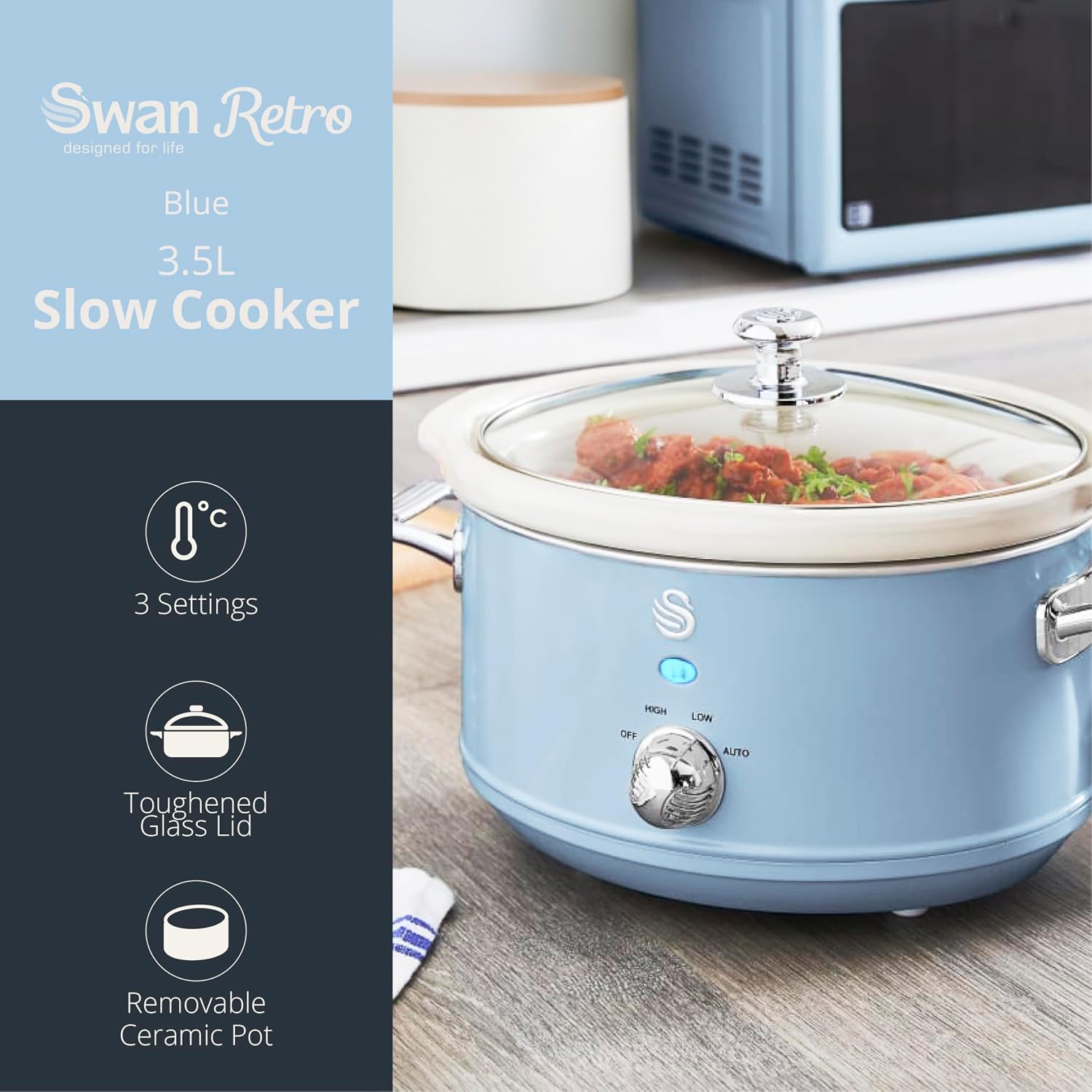 Detalle de Swan SF17021BLN Retro Slow Cooker 3.5L