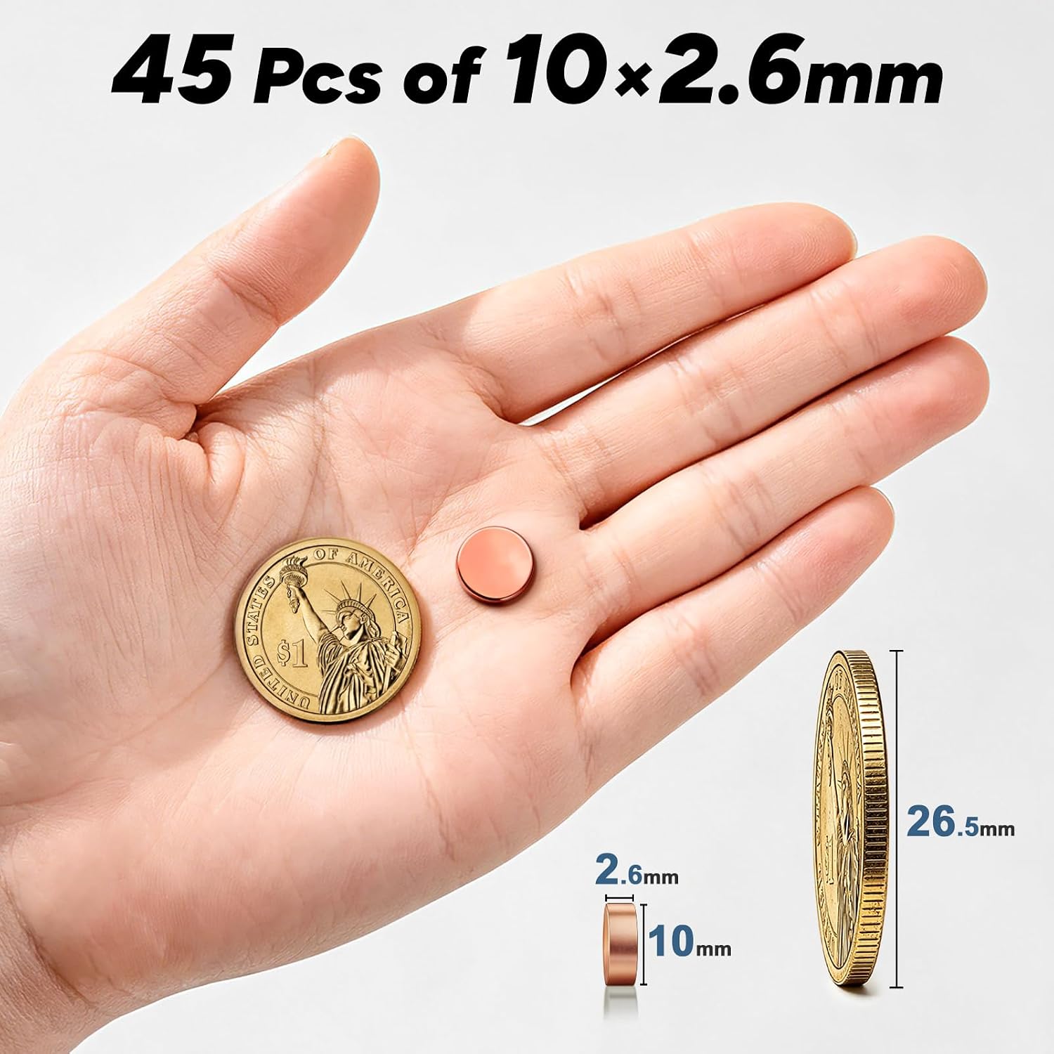Detalle 2 de SMARTAKE KD105P45 Neodymium Refrigerator Magnets, 45-Piece Rose Gold Set