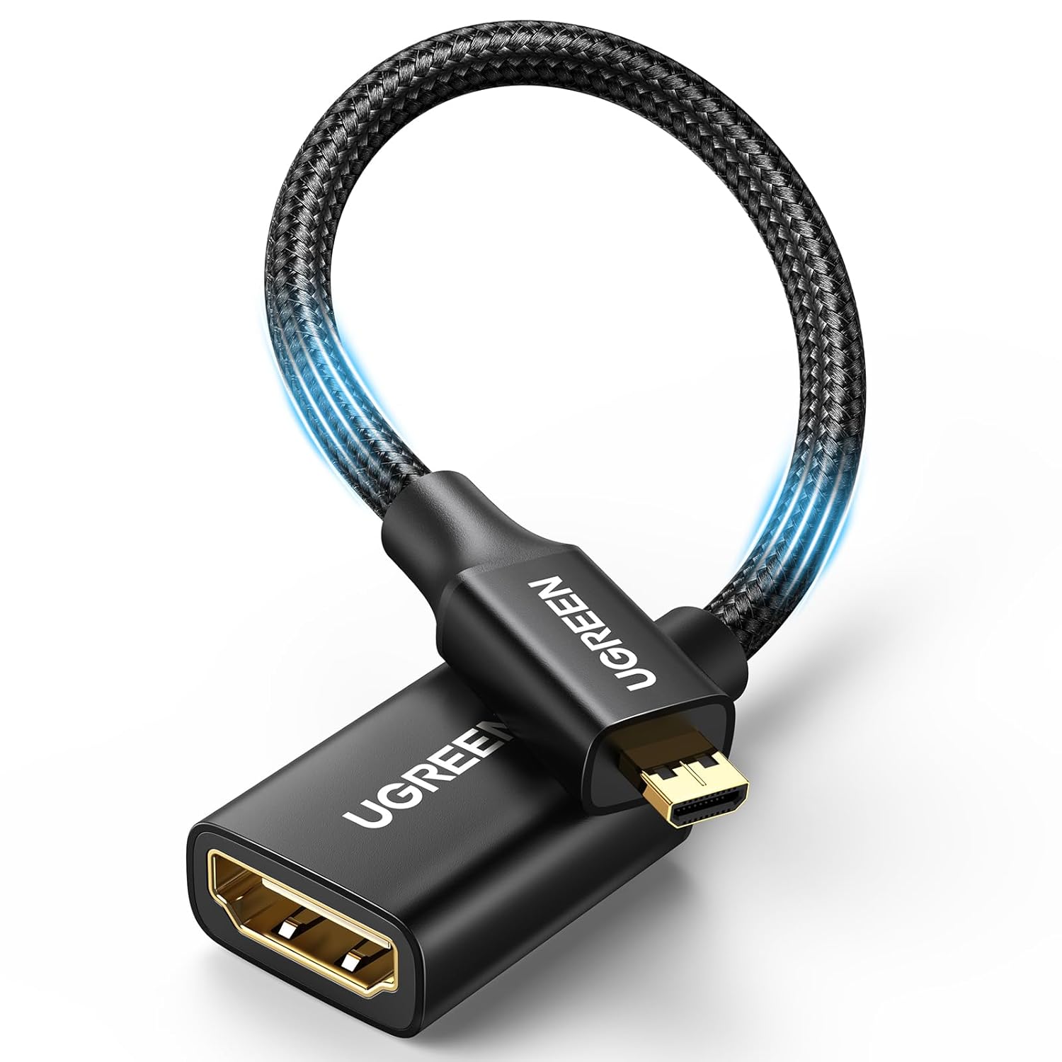 Detalle de UGREEN 4K Micro‑HDMI auf HDMI Adapter (4K@60 Hz, HDR/3D, eARC/ARC, VRR) 25 cm – für Raspberry Pi 5/4, ODROID & mehr