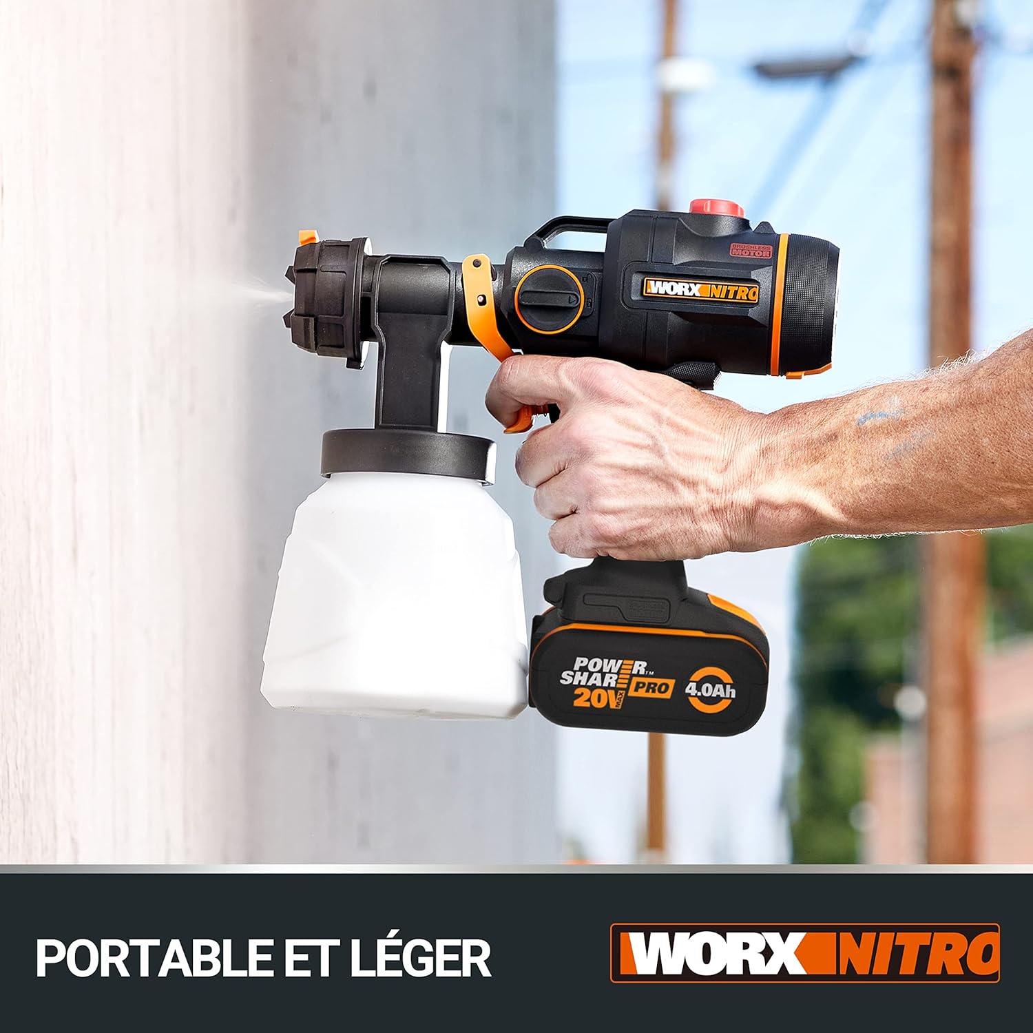 Thumbnail 6 de WORX Pistolet à Peinture sans Fil WX020.9 20V – 1 L, 4 buses et 3 modes de pulvérisation, sans batterie ni chargeur
