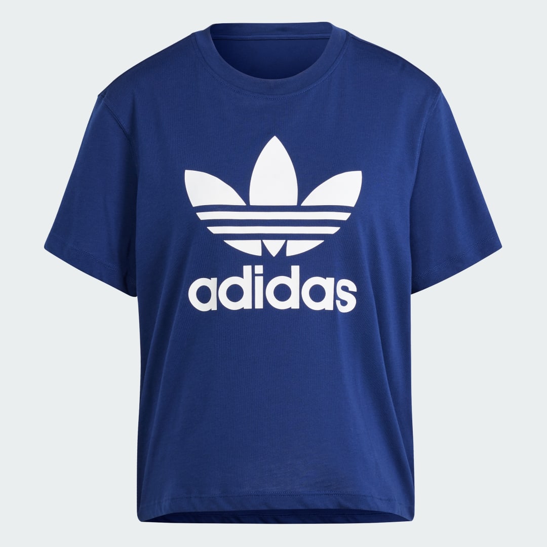 Detalle de Camiseta Adicolor Trefoil Boxy de Adidas (Azul) – estilo urbano y cómodo