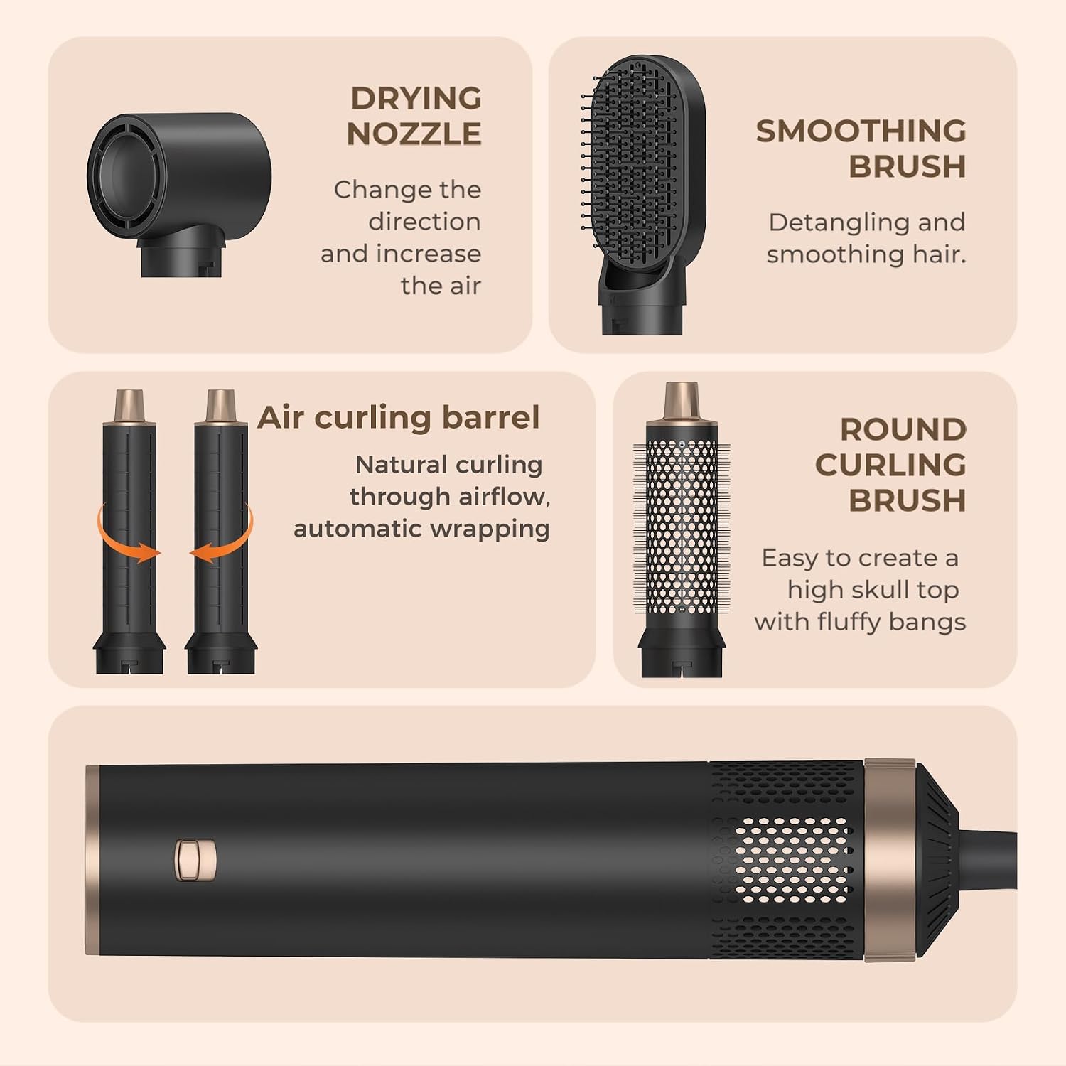 Thumbnail 5 de Dryhsip 5‑in‑1 Hot Air Brush 1,200W 🔌