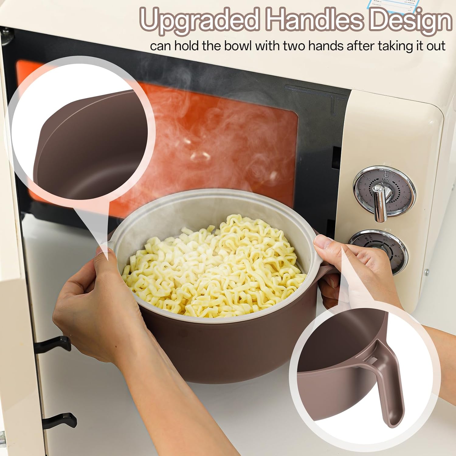 Thumbnail 4 de MEACOLIA rb 50 oz Microwave Ramen Cooker Bowl with Lid and Drain Strainer