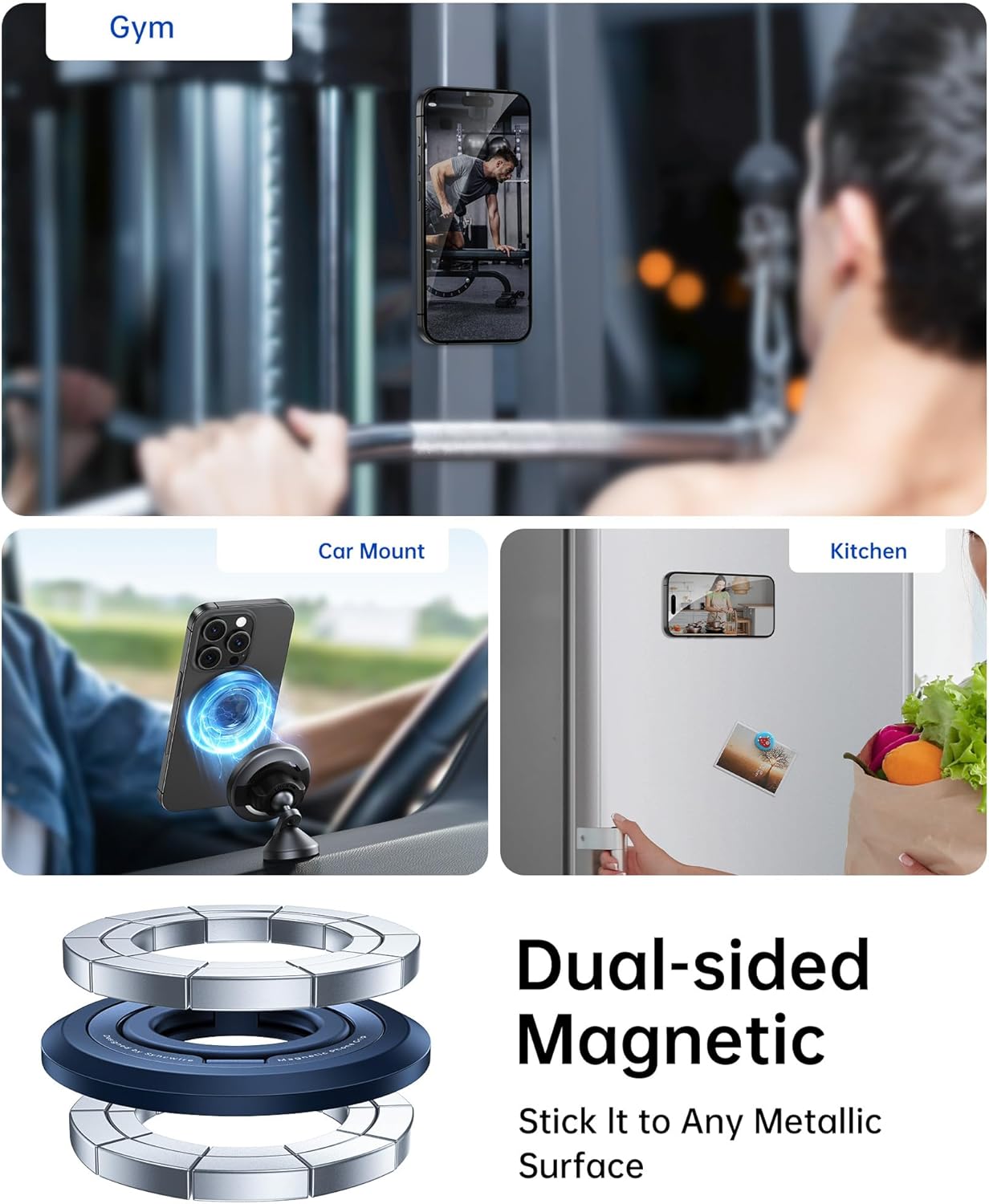 Thumbnail 3 de SYNCWIRE MagSafe Ring Phone Holder: 360° Rotatable Dual-Sided Magnet Stand