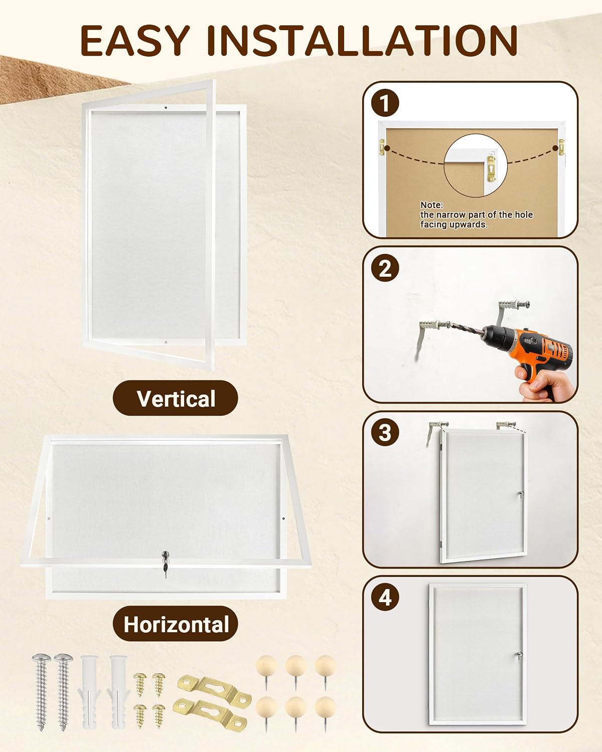 Detalle de Okydoky Enclosed Linen Bulletin Board, 36” x 24”, Lockable PET Door