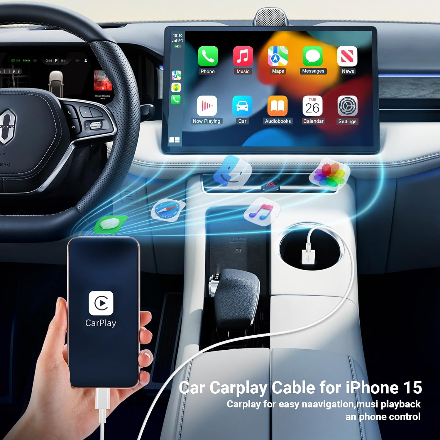 Detalle 2 de Essri Car CarPlay Cable 3-Pack 1.6–6 ft